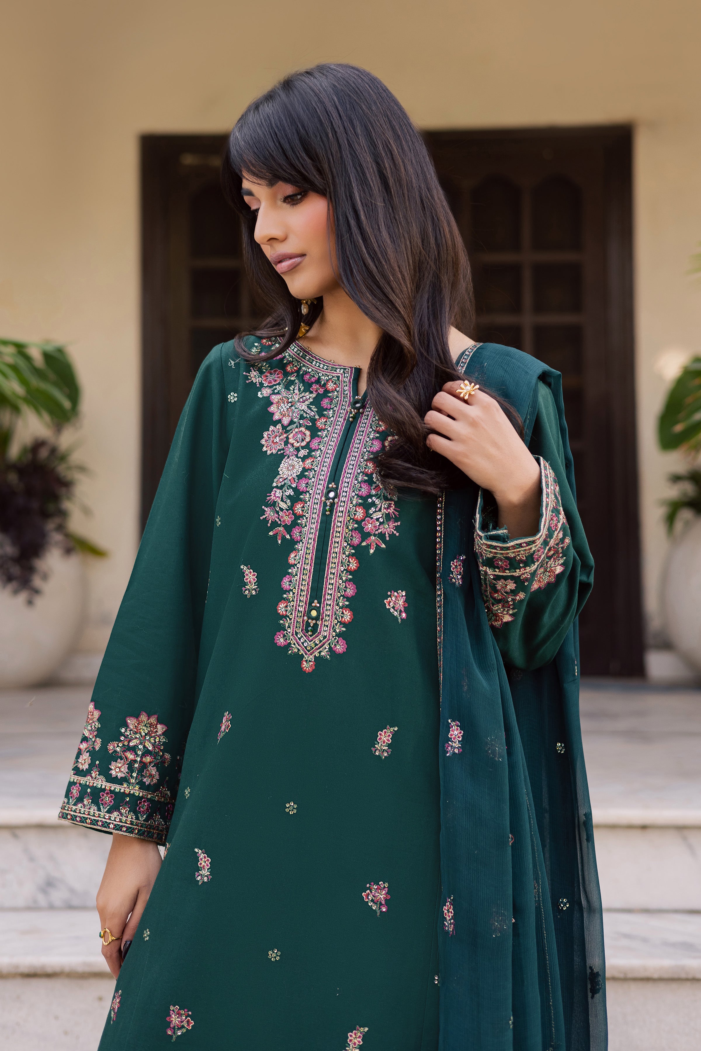 Prism 3Pc - Embroidered Khaddar Dress BATIK WINTER PRET 2025 BATIK XS / Ocean Green / Khaddar-S / Ocean Green / Khaddar-M / Ocean Green / Khaddar-L / Ocean Green / Khaddar-XL / Ocean Green / Khaddar