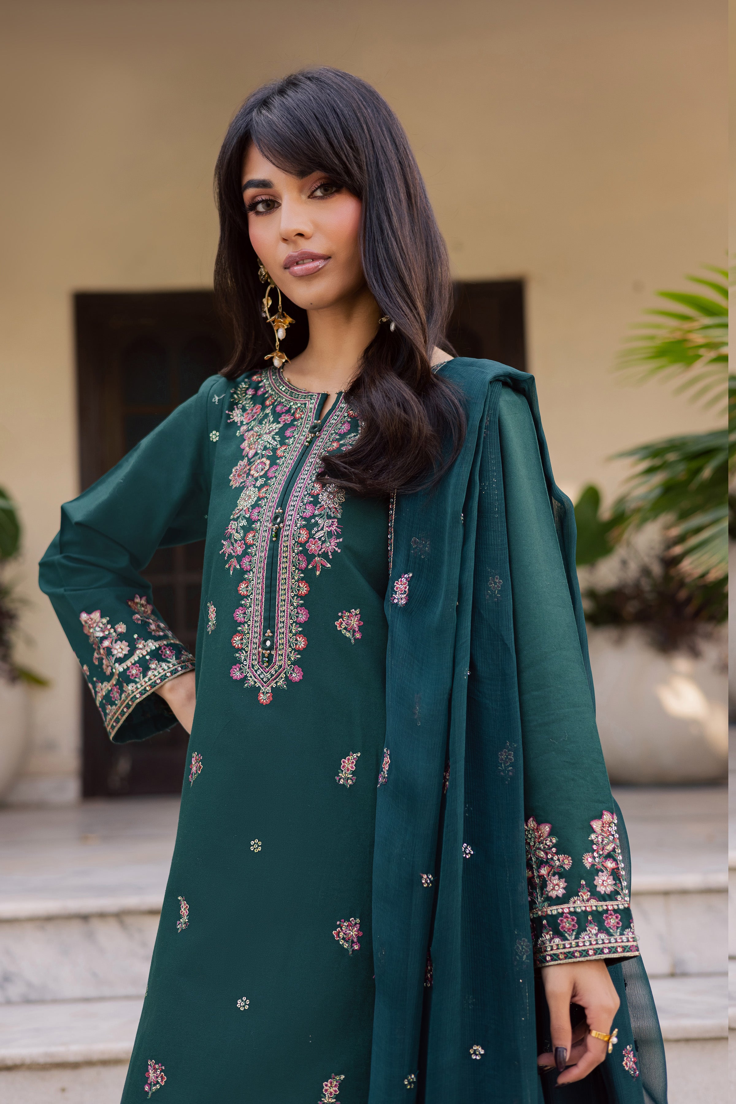 Prism 3Pc - Embroidered Khaddar Dress BATIK WINTER PRET 2025 BATIK XS / Ocean Green / Khaddar-S / Ocean Green / Khaddar-M / Ocean Green / Khaddar-L / Ocean Green / Khaddar-XL / Ocean Green / Khaddar