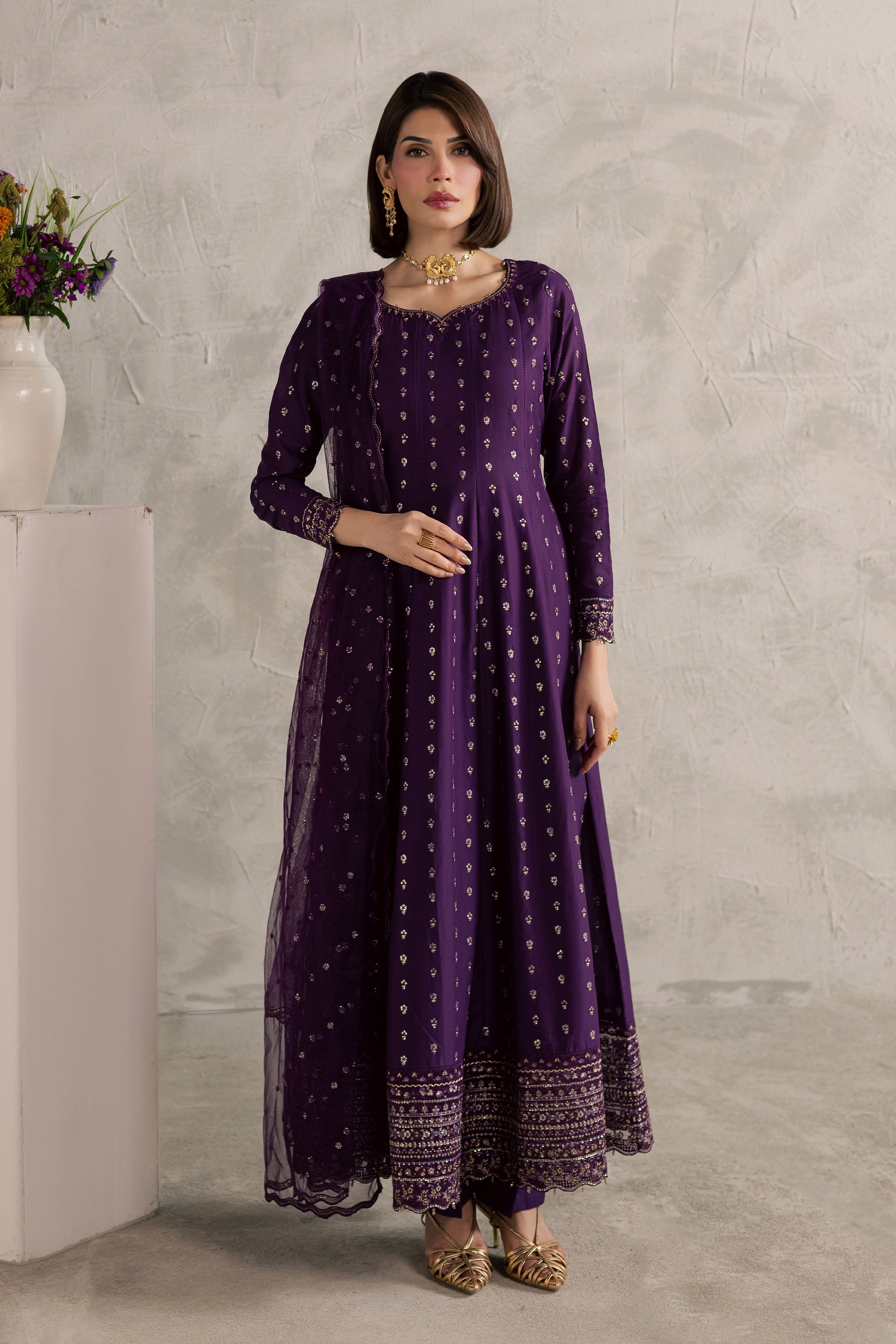 Purple Elaf 3Pc - Festive Embroidered Lawn BATIKEID2026 BATIK XS / Purple / Pima Lawn-S / Purple / Pima Lawn-M / Purple / Pima Lawn-L / Purple / Pima Lawn-XL / Purple / Pima Lawn