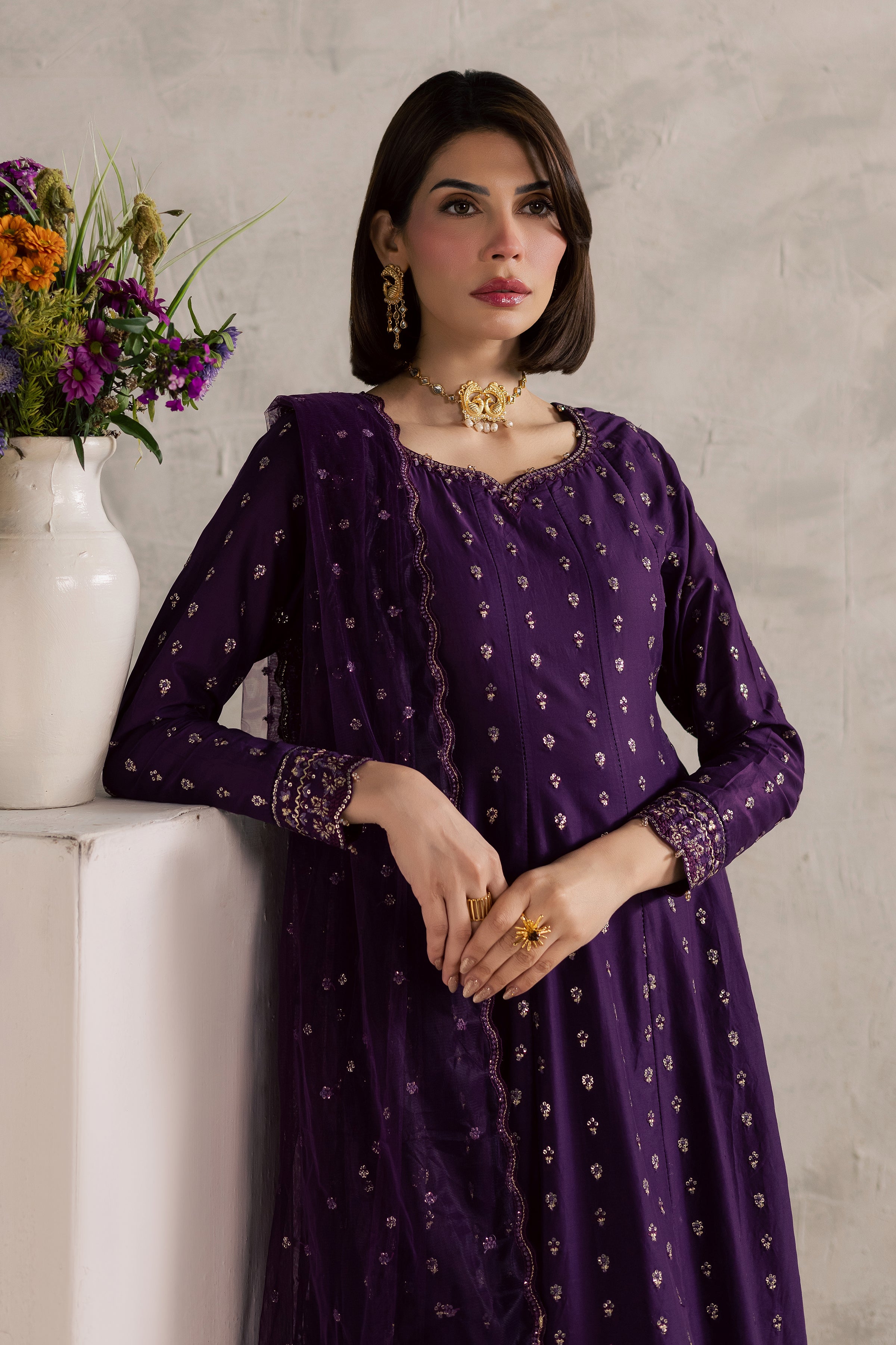 Purple Elaf 3Pc - Festive Embroidered Lawn BATIKEID2026 BATIK XS / Purple / Pima Lawn-S / Purple / Pima Lawn-M / Purple / Pima Lawn-L / Purple / Pima Lawn-XL / Purple / Pima Lawn