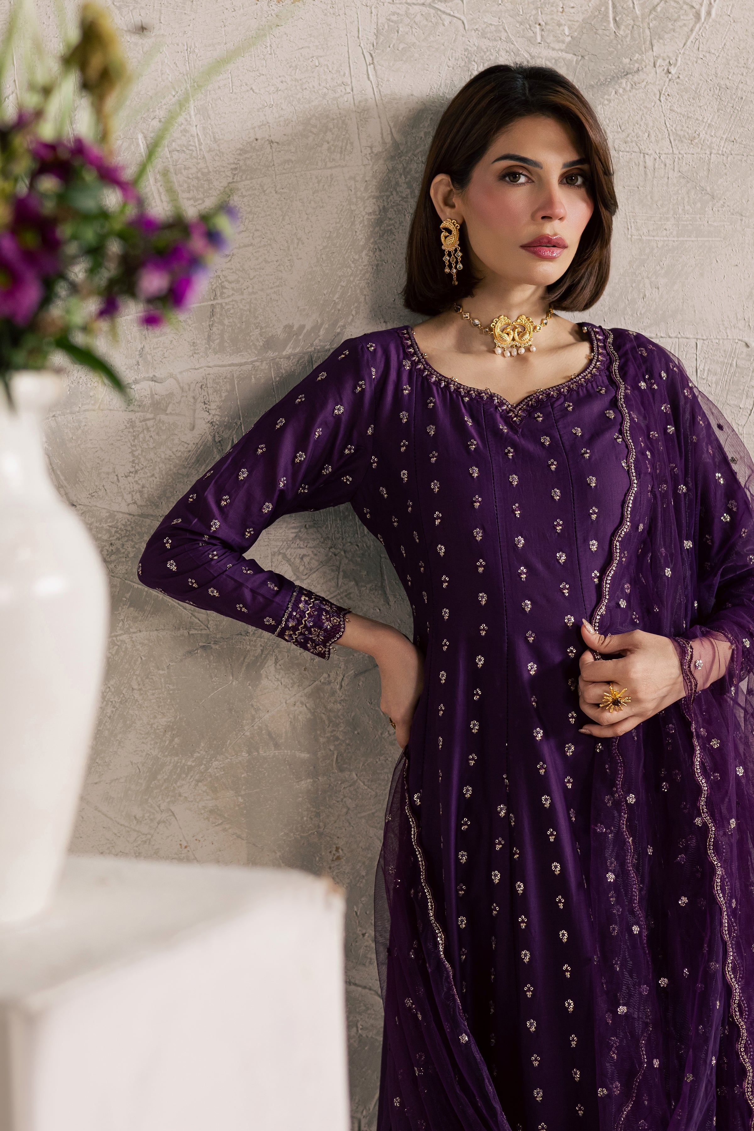Purple Elaf 3Pc - Festive Embroidered Lawn BATIKEID2026 BATIK XS / Purple / Pima Lawn-S / Purple / Pima Lawn-M / Purple / Pima Lawn-L / Purple / Pima Lawn-XL / Purple / Pima Lawn