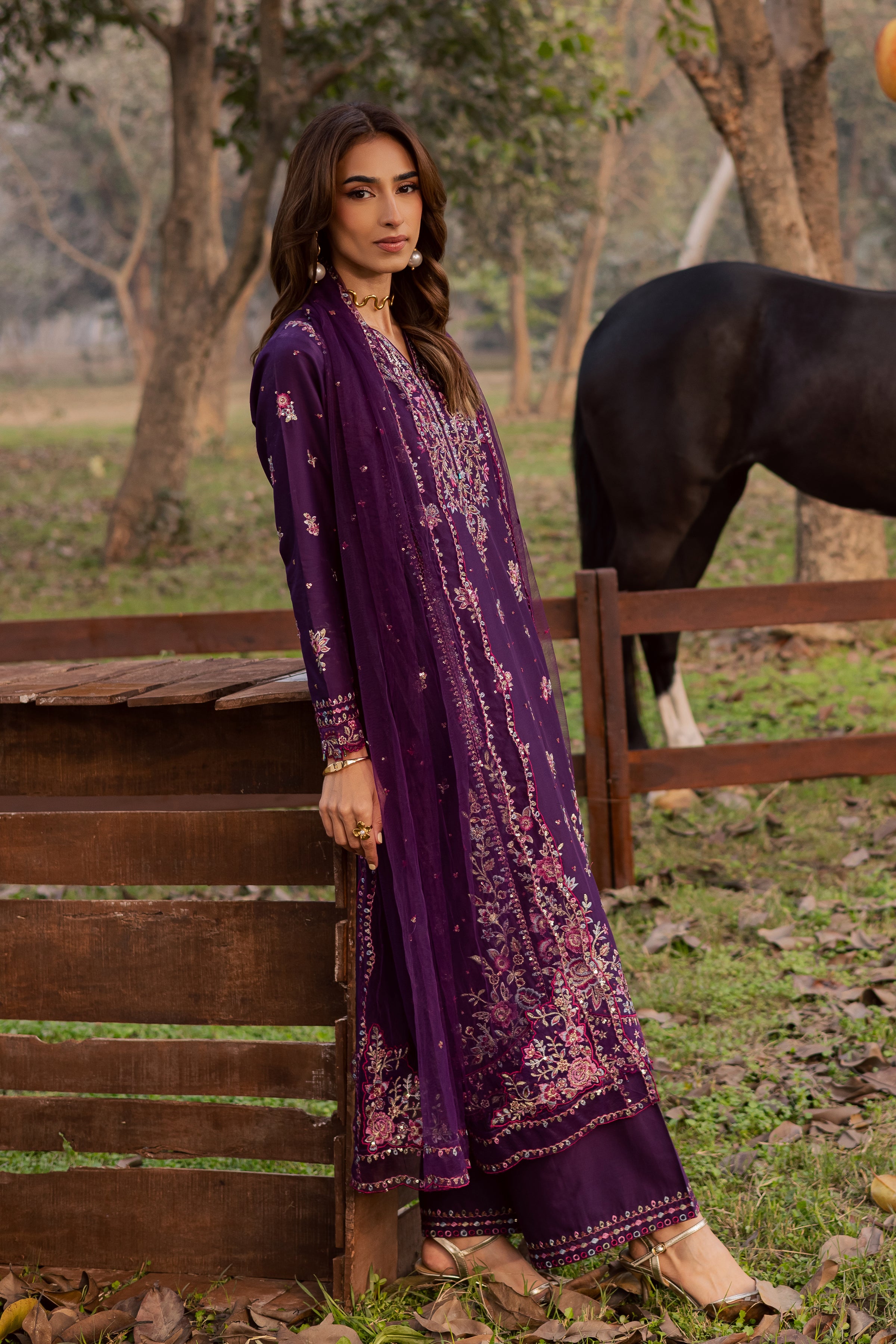 Purple Garden 3Pc - Festive Embroidered Lawn BATIKEID2026 BATIK XS / Purple / Pima Lawn-S / Purple / Pima Lawn-M / Purple / Pima Lawn-L / Purple / Pima Lawn-XL / Purple / Pima Lawn