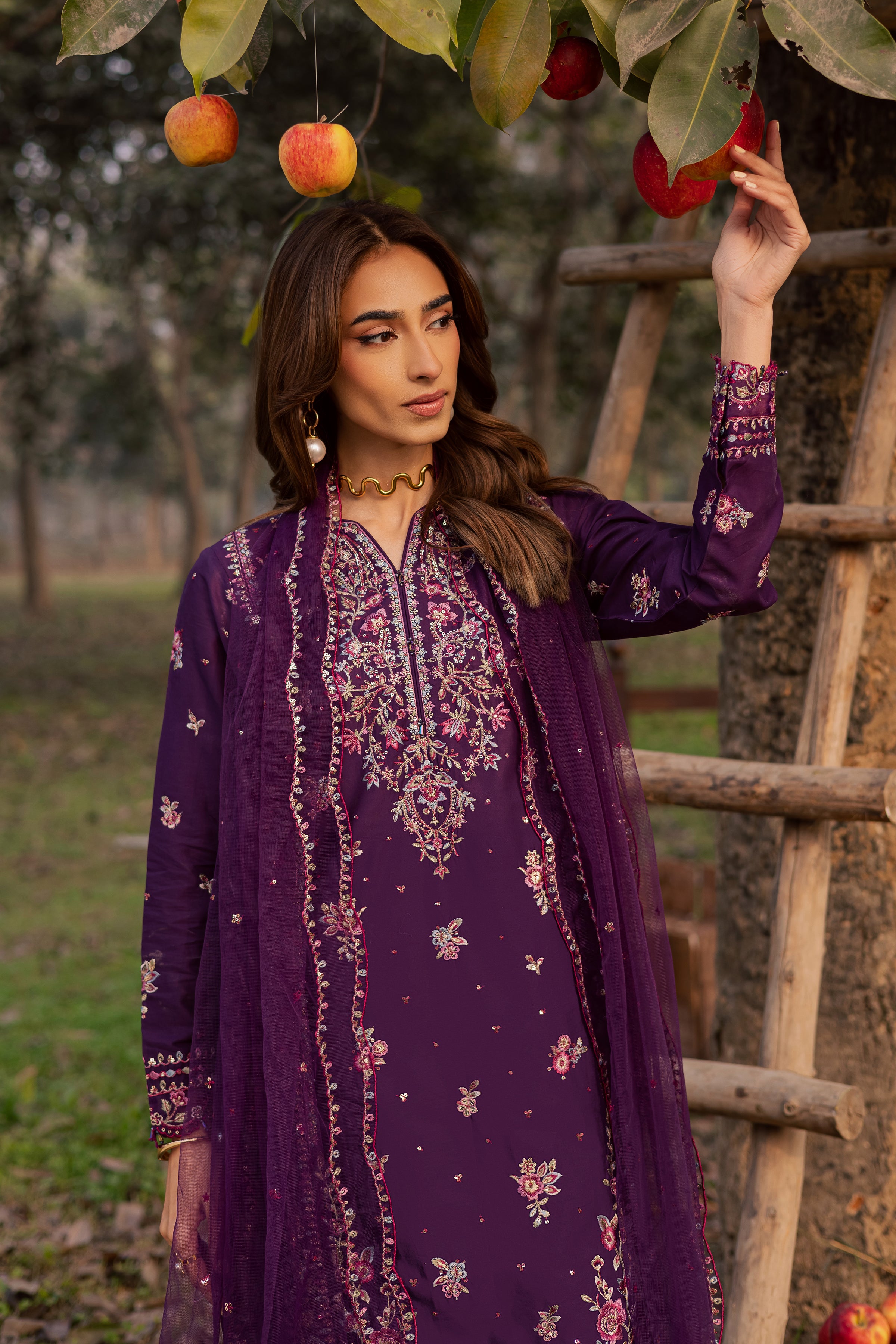 Purple Garden 3Pc - Festive Embroidered Lawn BATIKEID2026 BATIK XS / Purple / Pima Lawn-S / Purple / Pima Lawn-M / Purple / Pima Lawn-L / Purple / Pima Lawn-XL / Purple / Pima Lawn