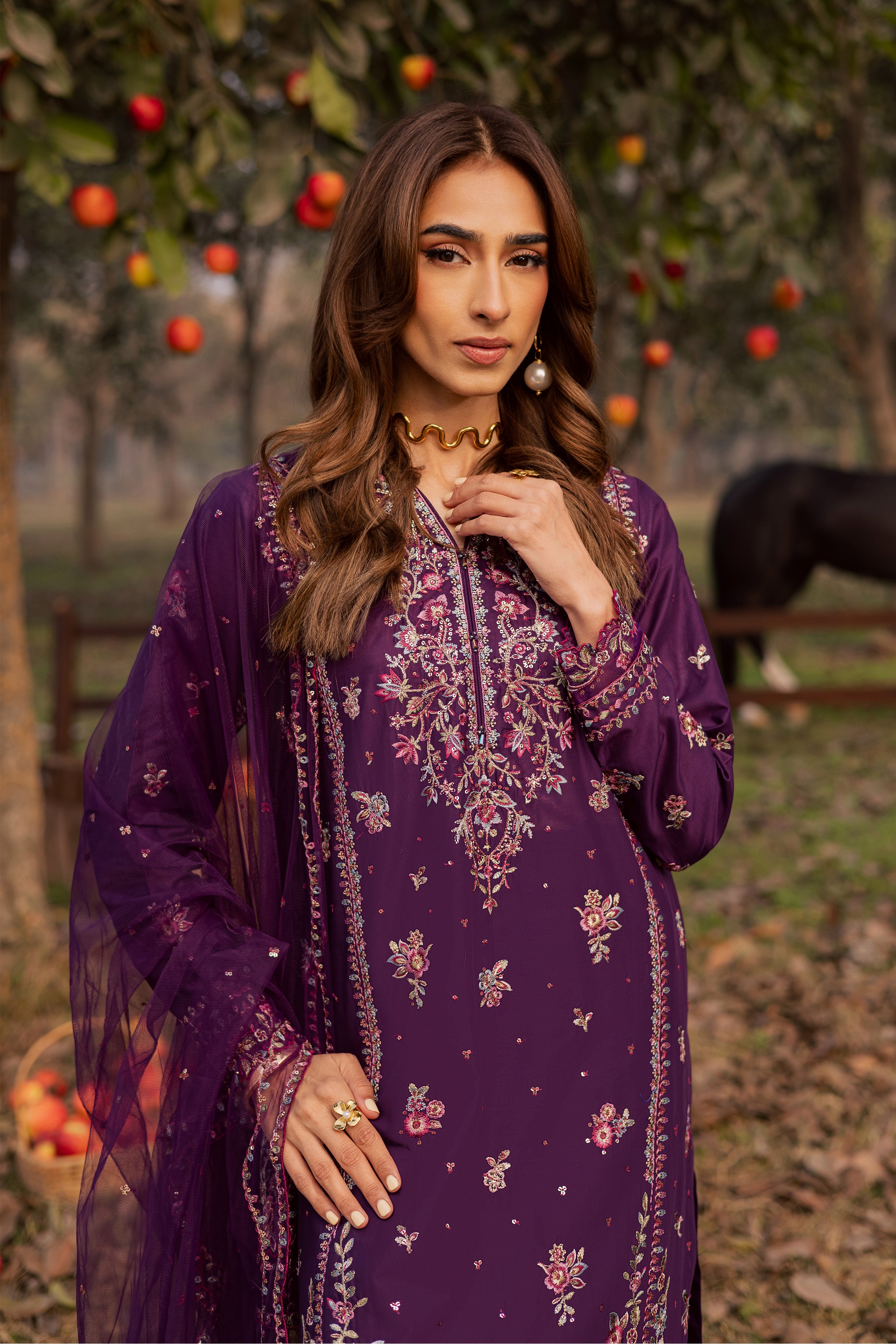 Purple Garden 3Pc - Festive Embroidered Lawn BATIKEID2026 BATIK XS / Purple / Pima Lawn-S / Purple / Pima Lawn-M / Purple / Pima Lawn-L / Purple / Pima Lawn-XL / Purple / Pima Lawn