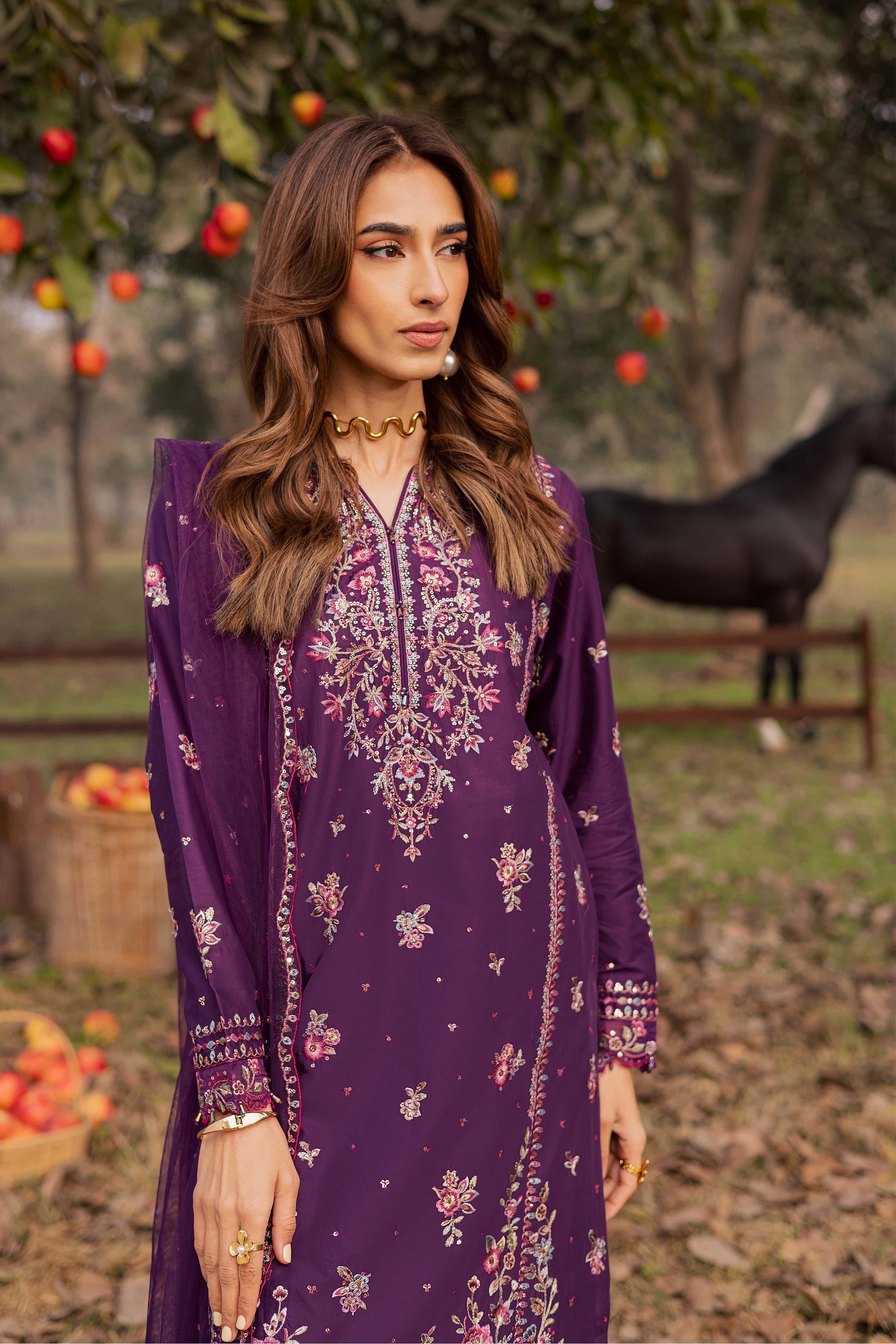 Purple Garden 3Pc - Festive Embroidered Lawn BATIKEID2026 BATIK XS / Purple / Pima Lawn-S / Purple / Pima Lawn-M / Purple / Pima Lawn-L / Purple / Pima Lawn-XL / Purple / Pima Lawn