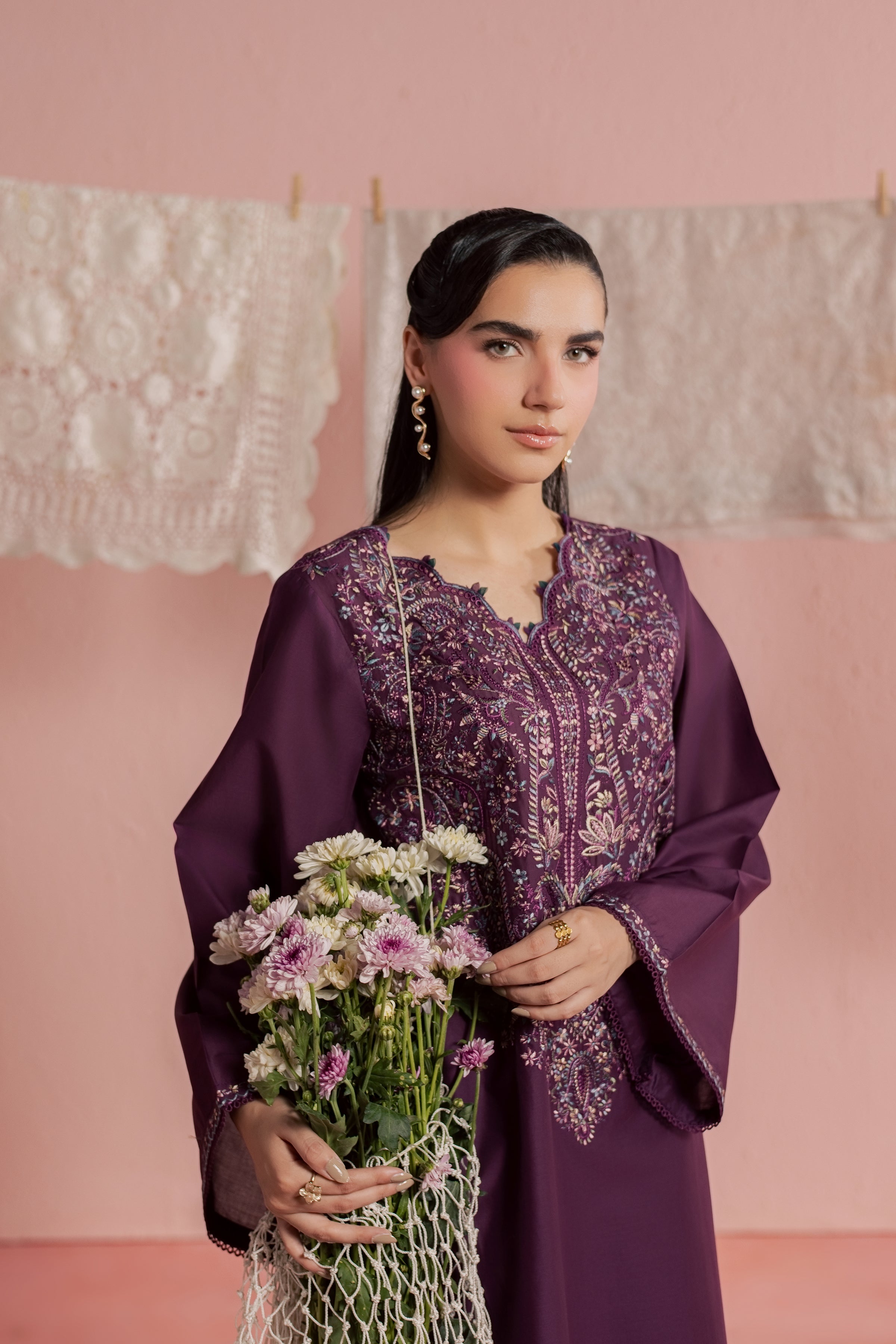 Purple Pop 2Pc - Embroidered Lawn Dress BATIKSS26 BATIK XS / Sheen Purple / Pima Lawn-S / Sheen Purple / Pima Lawn-M / Sheen Purple / Pima Lawn-L / Sheen Purple / Pima Lawn-XL / Sheen Purple / Pima Lawn