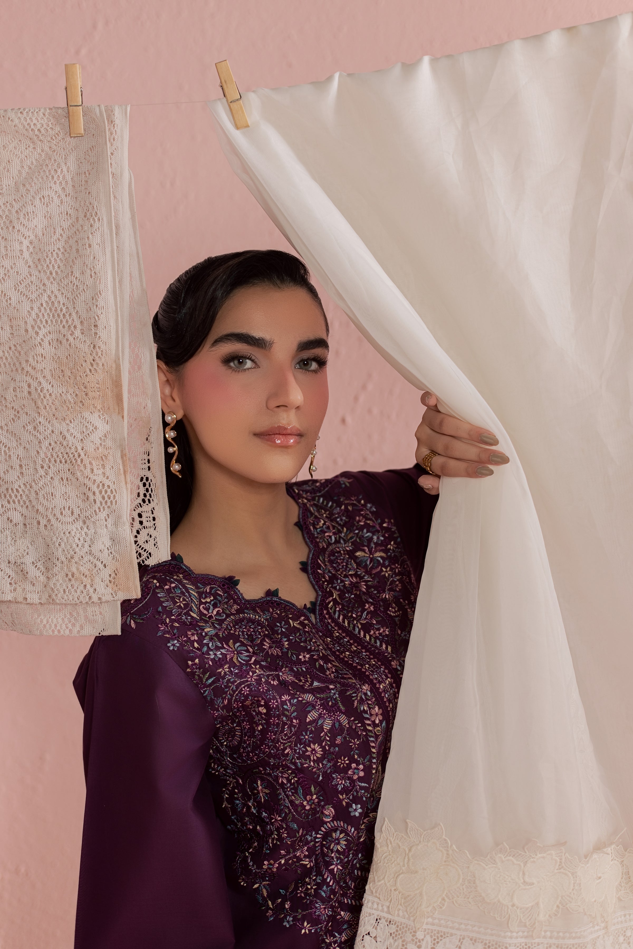 Purple Pop 2Pc - Embroidered Lawn Dress BATIKSS26 BATIK XS / Sheen Purple / Pima Lawn-S / Sheen Purple / Pima Lawn-M / Sheen Purple / Pima Lawn-L / Sheen Purple / Pima Lawn-XL / Sheen Purple / Pima Lawn