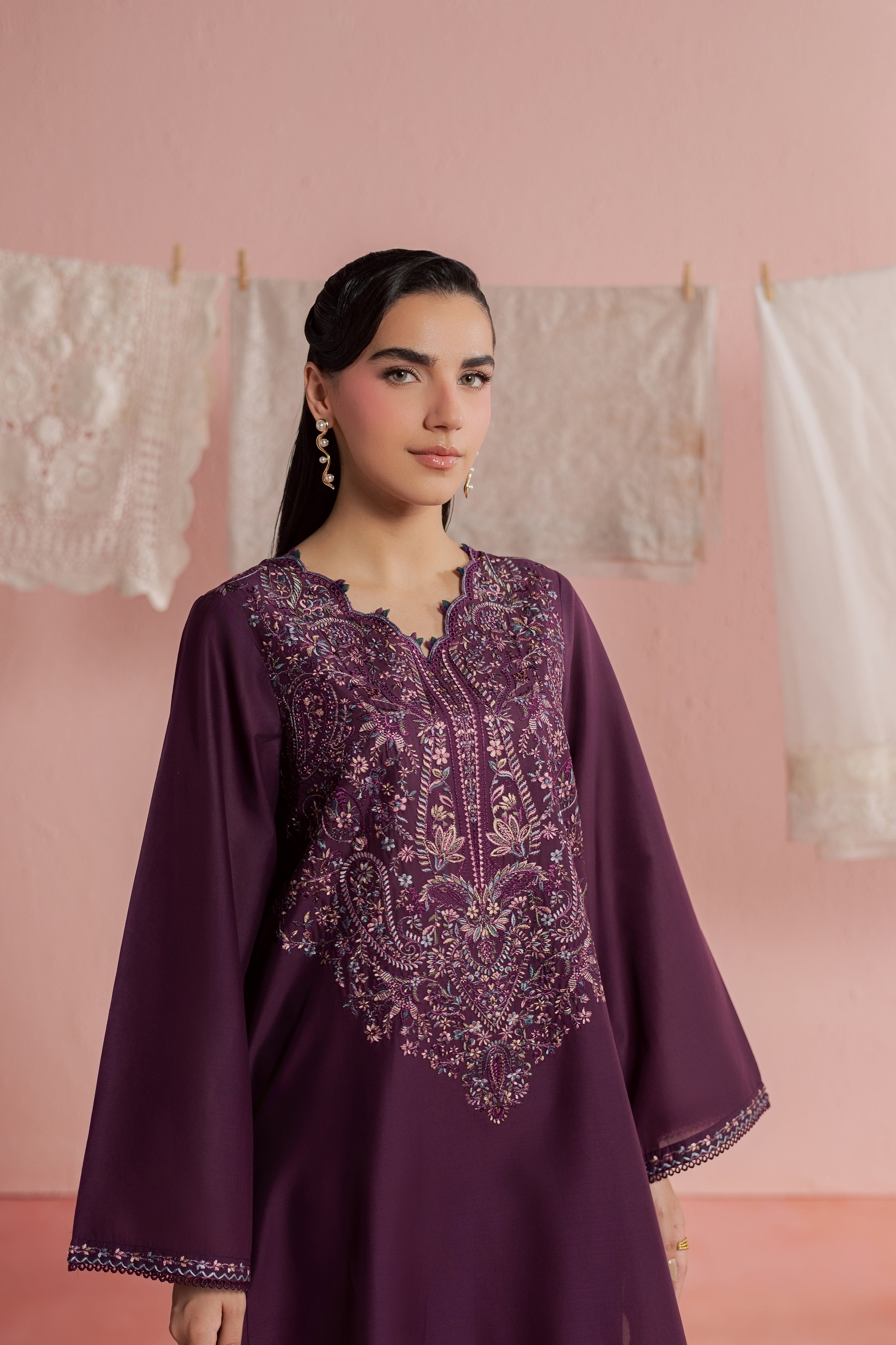 Purple Pop 2Pc - Embroidered Lawn Dress BATIKSS26 BATIK XS / Sheen Purple / Pima Lawn-S / Sheen Purple / Pima Lawn-M / Sheen Purple / Pima Lawn-L / Sheen Purple / Pima Lawn-XL / Sheen Purple / Pima Lawn