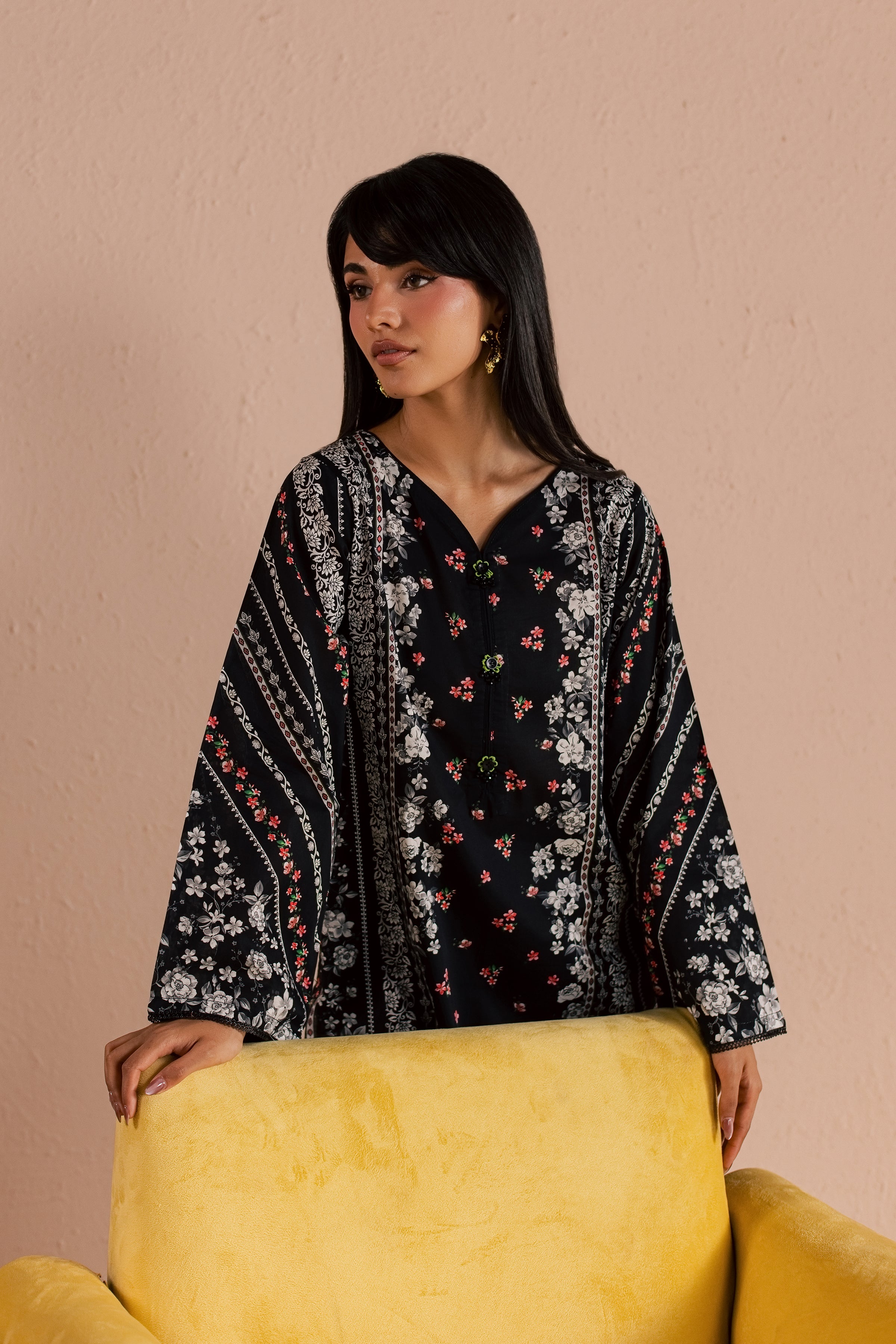 Raegan 2Pc - Printed Lawn Dress BATIKSS26 BATIK XS / Black / Lawn-S / Black / Lawn-M / Black / Lawn-L / Black / Lawn-XL / Black / Lawn
