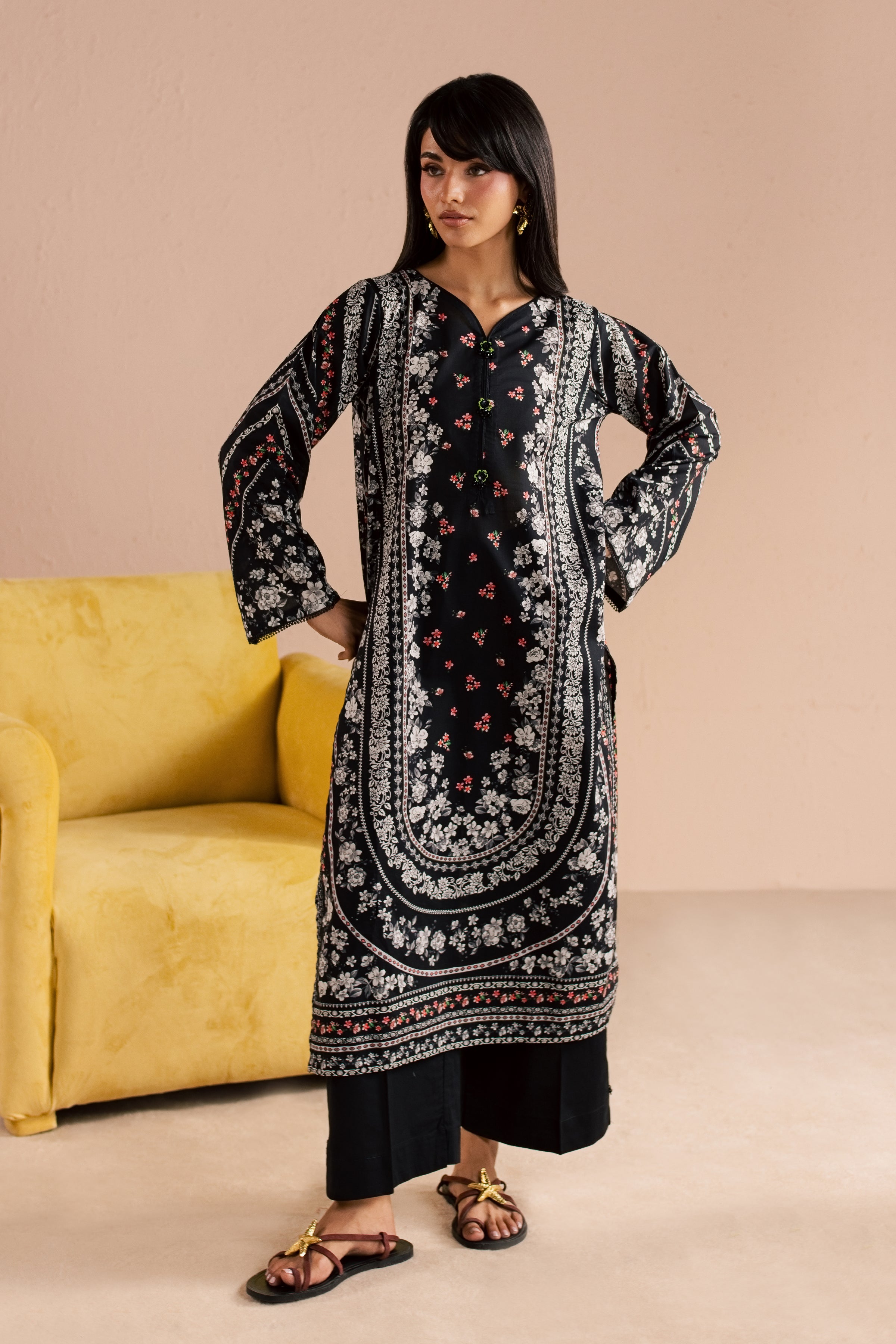 Raegan 2Pc - Printed Lawn Dress BATIKSS26 BATIK XS / Black / Lawn-S / Black / Lawn-M / Black / Lawn-L / Black / Lawn-XL / Black / Lawn