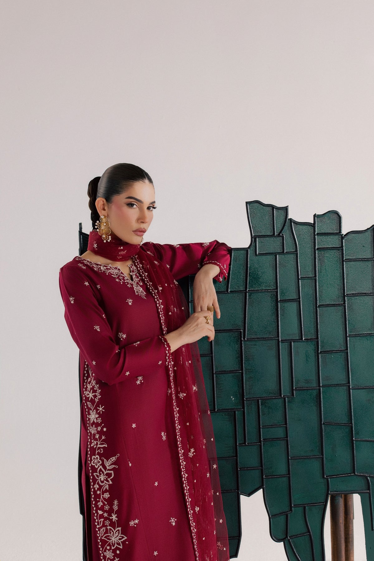 Raks 3Pc - Luxury Embroidered Lawn BATIKSS26 BATIK XS / Beet Red / Pima Lawn-S / Beet Red / Pima Lawn-M / Beet Red / Pima Lawn-L / Beet Red / Pima Lawn-XL / Beet Red / Pima Lawn