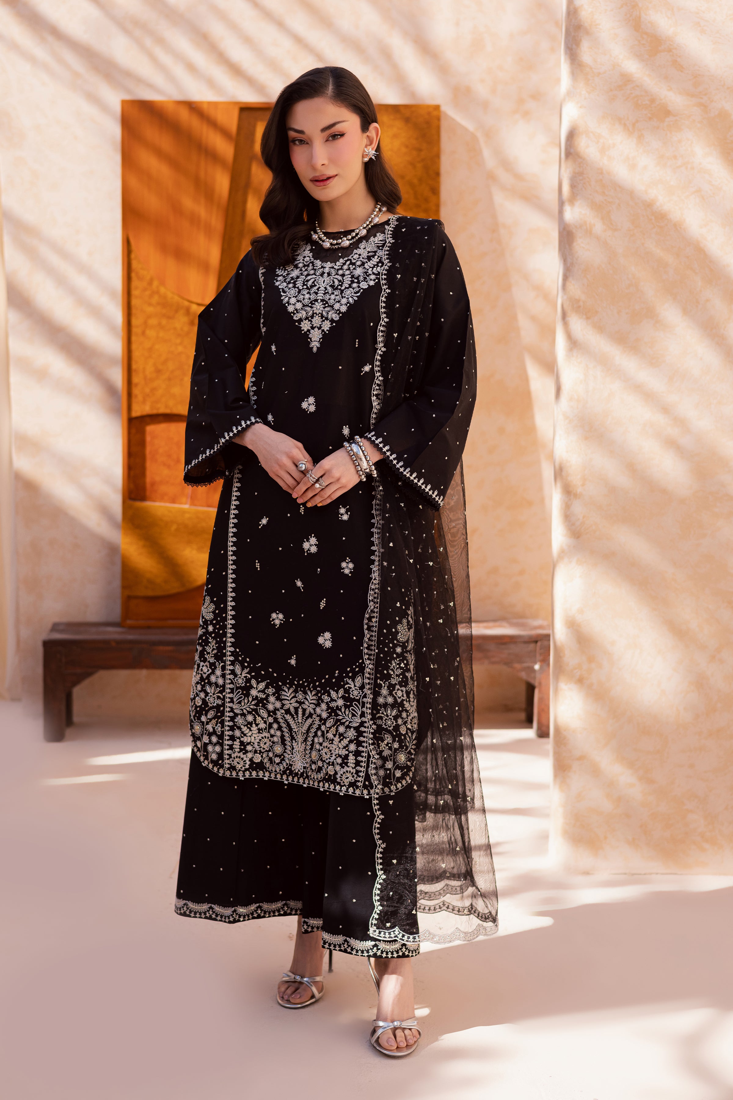 Rameesha 3Pc - Festive Embroidered Lawn BATIKEID2026 BATIK XS / Black / Pima Lawn-S / Black / Pima Lawn-M / Black / Pima Lawn-L / Black / Pima Lawn-XL / Black / Pima Lawn