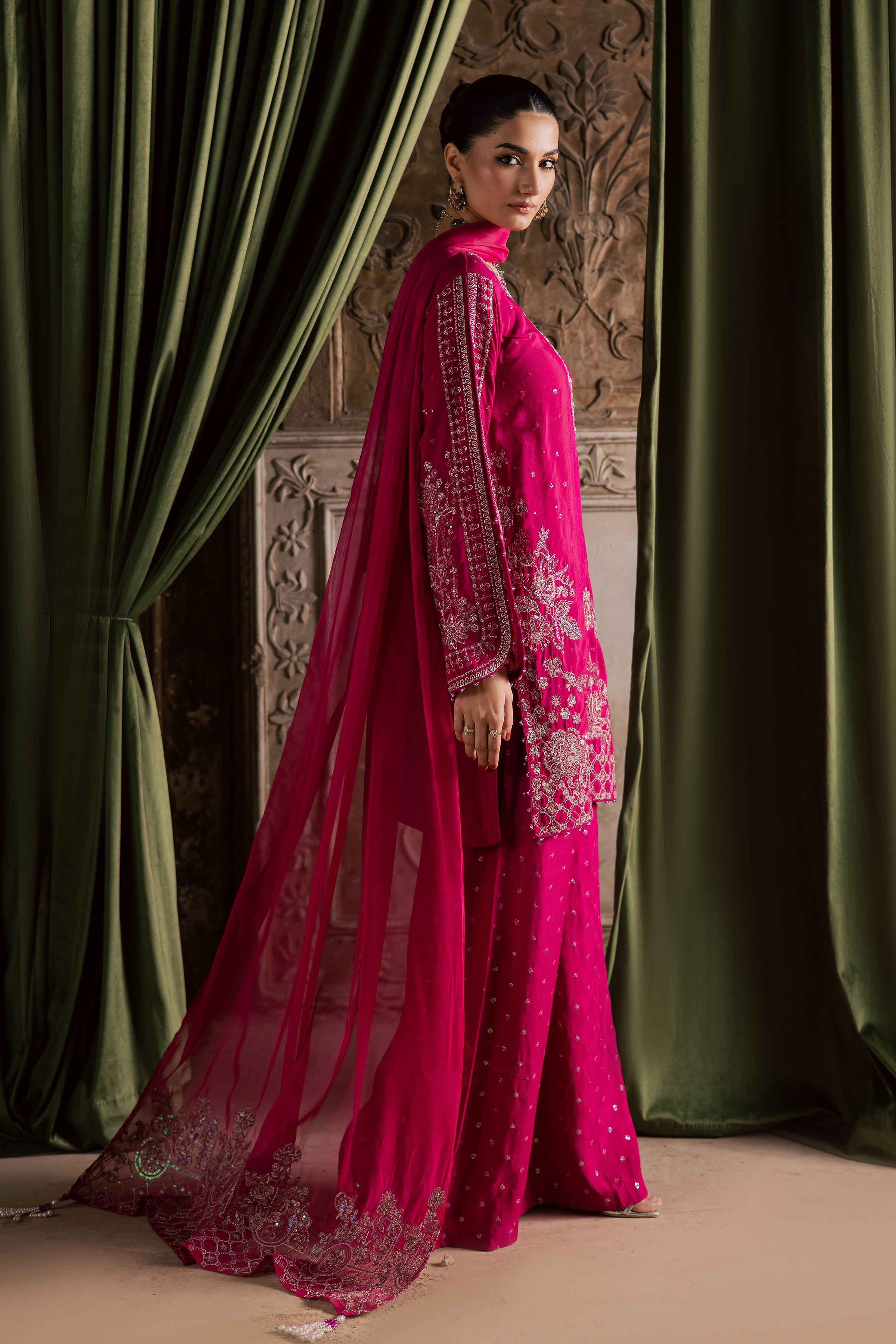 Ranya 3Pc - Festive Luxe Pret BATIKLuxePRET BATIK XS / Fuchsia Pink / Raw Silk-S / Fuchsia Pink / Raw Silk-M / Fuchsia Pink / Raw Silk-L / Fuchsia Pink / Raw Silk-XL / Fuchsia Pink / Raw Silk