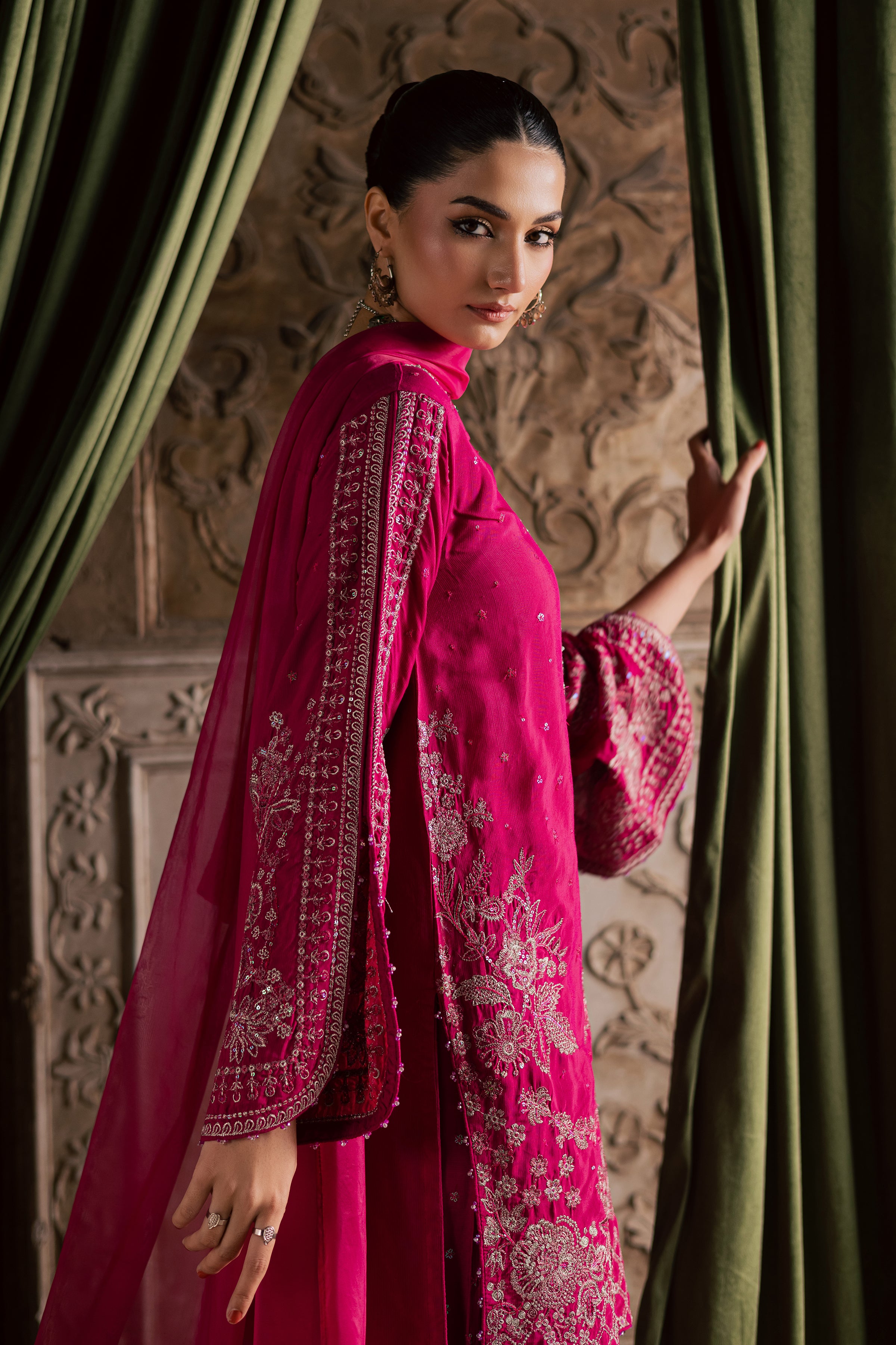 Ranya 3Pc - Festive Luxe Pret BATIKLuxePRET BATIK XS / Fuchsia Pink / Raw Silk-S / Fuchsia Pink / Raw Silk-M / Fuchsia Pink / Raw Silk-L / Fuchsia Pink / Raw Silk-XL / Fuchsia Pink / Raw Silk