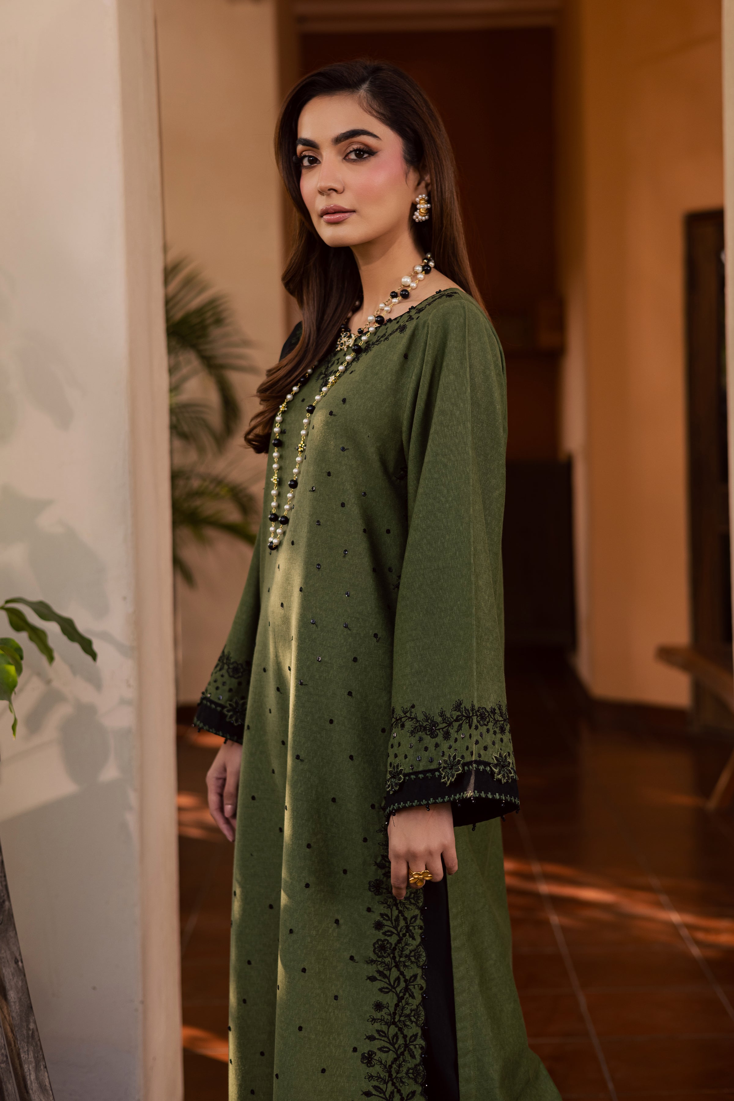 Record 3Pc - Embroidered Festive Pret BATIK WINTER PRET 2025 BATIK XS / Green Moss / Textured Cotton-S / Green Moss / Textured Cotton-M / Green Moss / Textured Cotton-L / Green Moss / Textured Cotton-XL / Green Moss / Textured Cotton