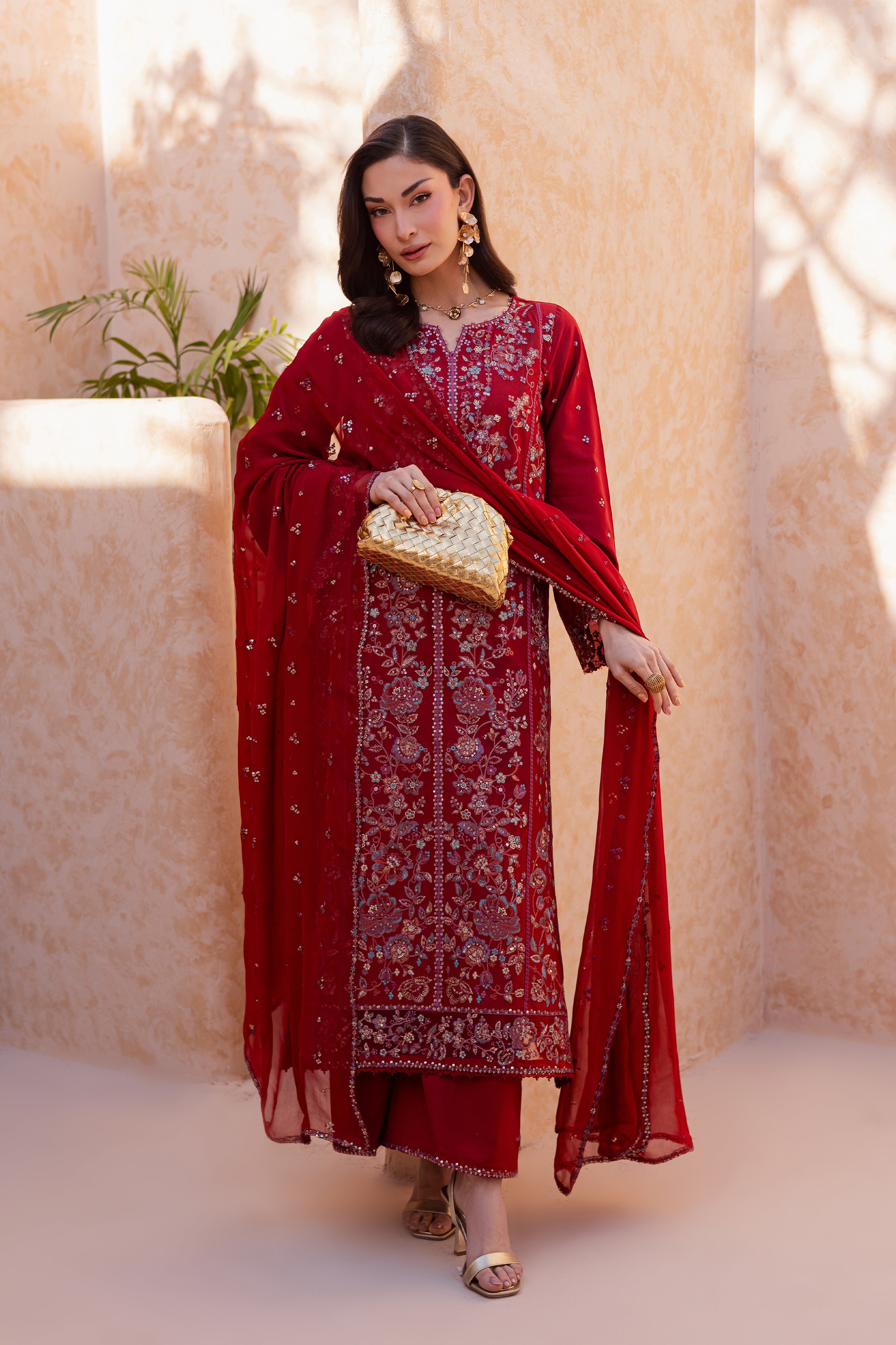 Red Delight 3Pc - Festive Embroidered Lawn BATIKEID2026 BATIK XS / Red / Pima Lawn-S / Red / Pima Lawn-M / Red / Pima Lawn-L / Red / Pima Lawn-XL / Red / Pima Lawn