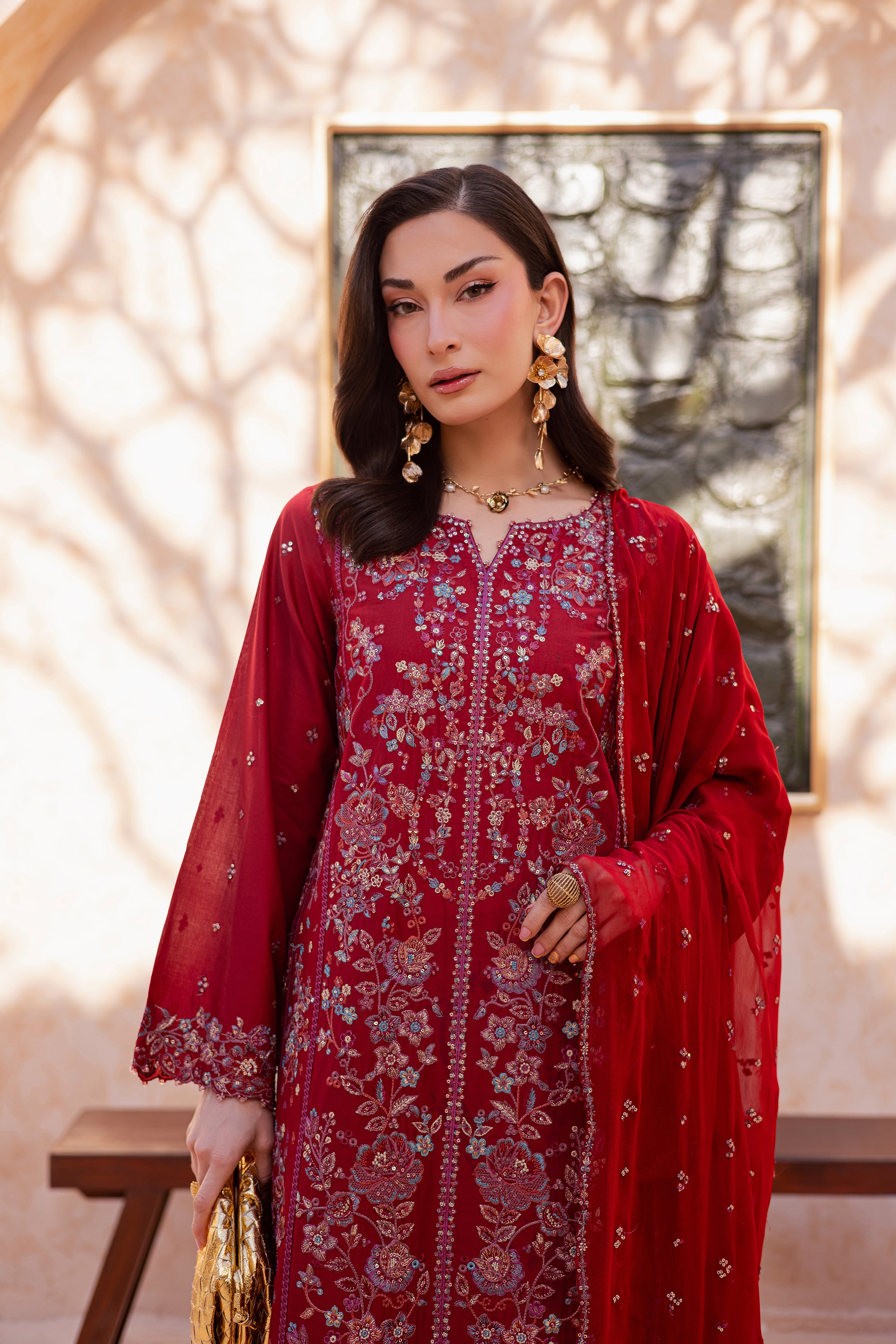 Red Delight 3Pc - Festive Embroidered Lawn BATIKEID2026 BATIK XS / Red / Pima Lawn-S / Red / Pima Lawn-M / Red / Pima Lawn-L / Red / Pima Lawn-XL / Red / Pima Lawn