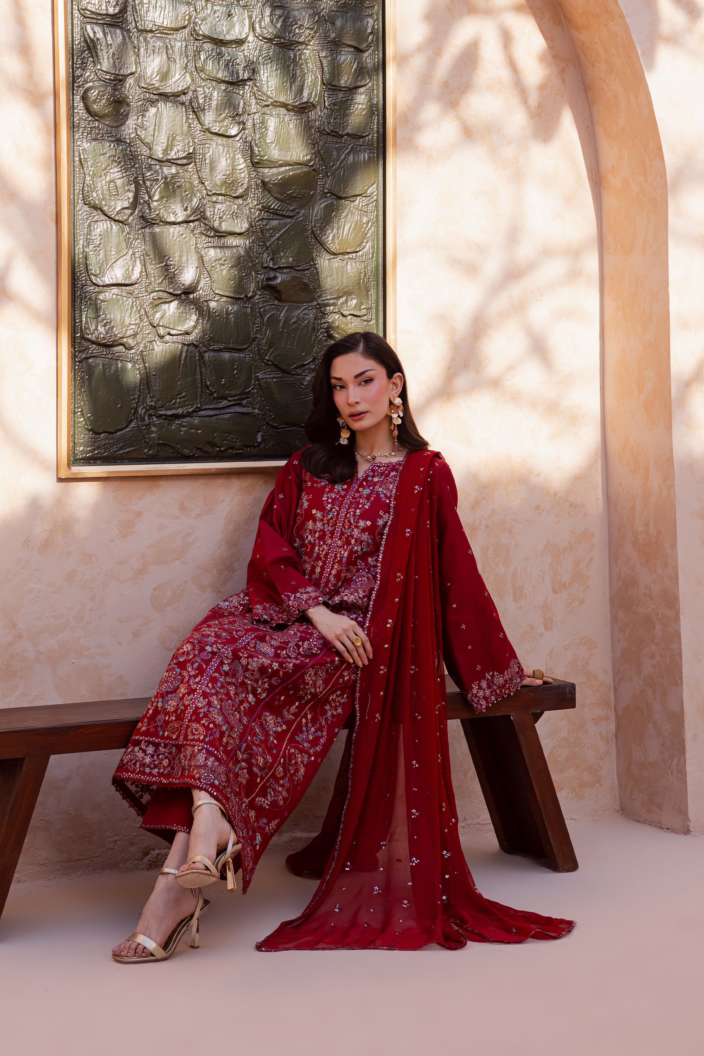 Red Delight 3Pc - Festive Embroidered Lawn BATIKEID2026 BATIK XS / Red / Pima Lawn-S / Red / Pima Lawn-M / Red / Pima Lawn-L / Red / Pima Lawn-XL / Red / Pima Lawn