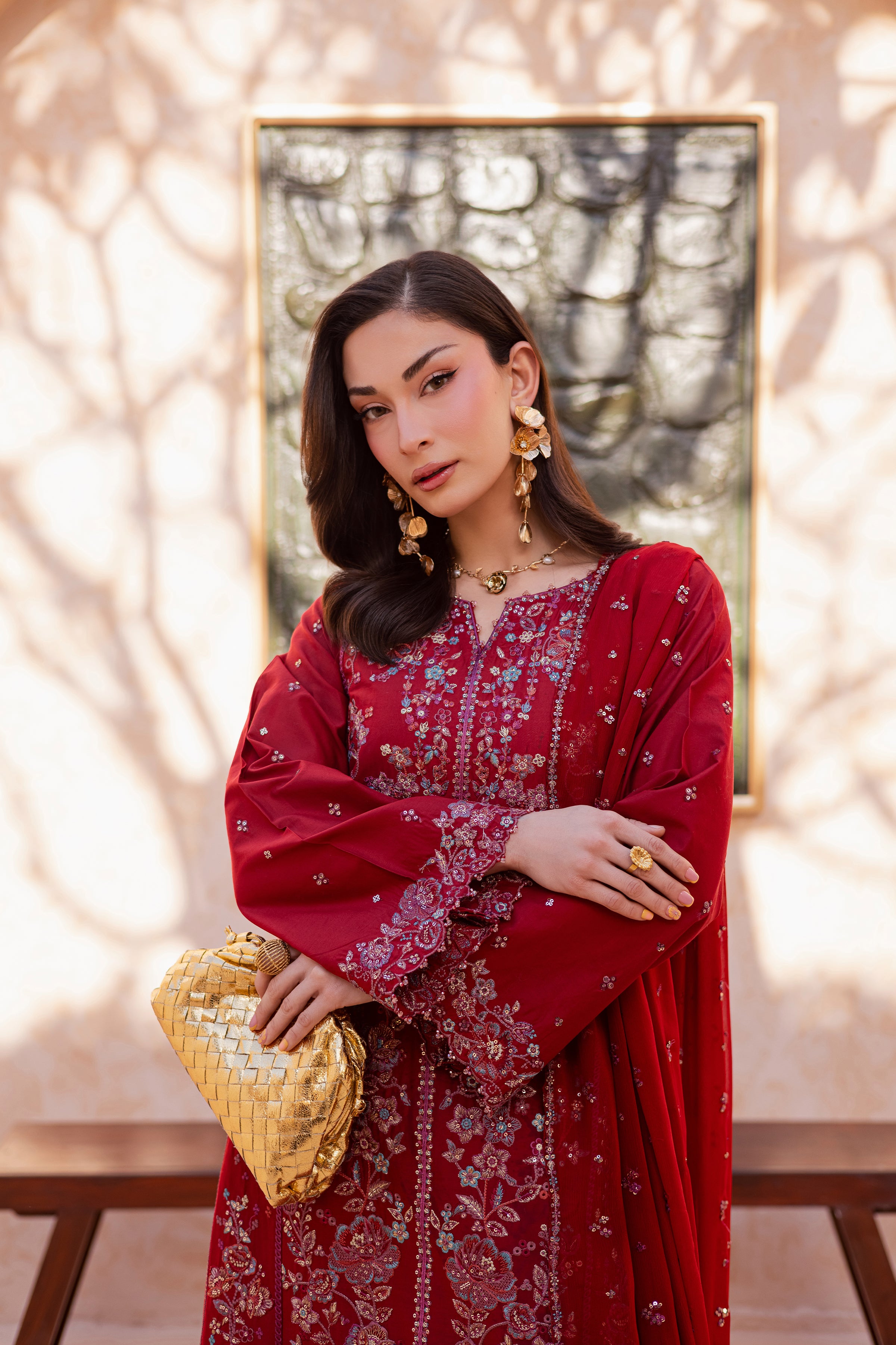 Red Delight 3Pc - Festive Embroidered Lawn BATIKEID2026 BATIK XS / Red / Pima Lawn-S / Red / Pima Lawn-M / Red / Pima Lawn-L / Red / Pima Lawn-XL / Red / Pima Lawn