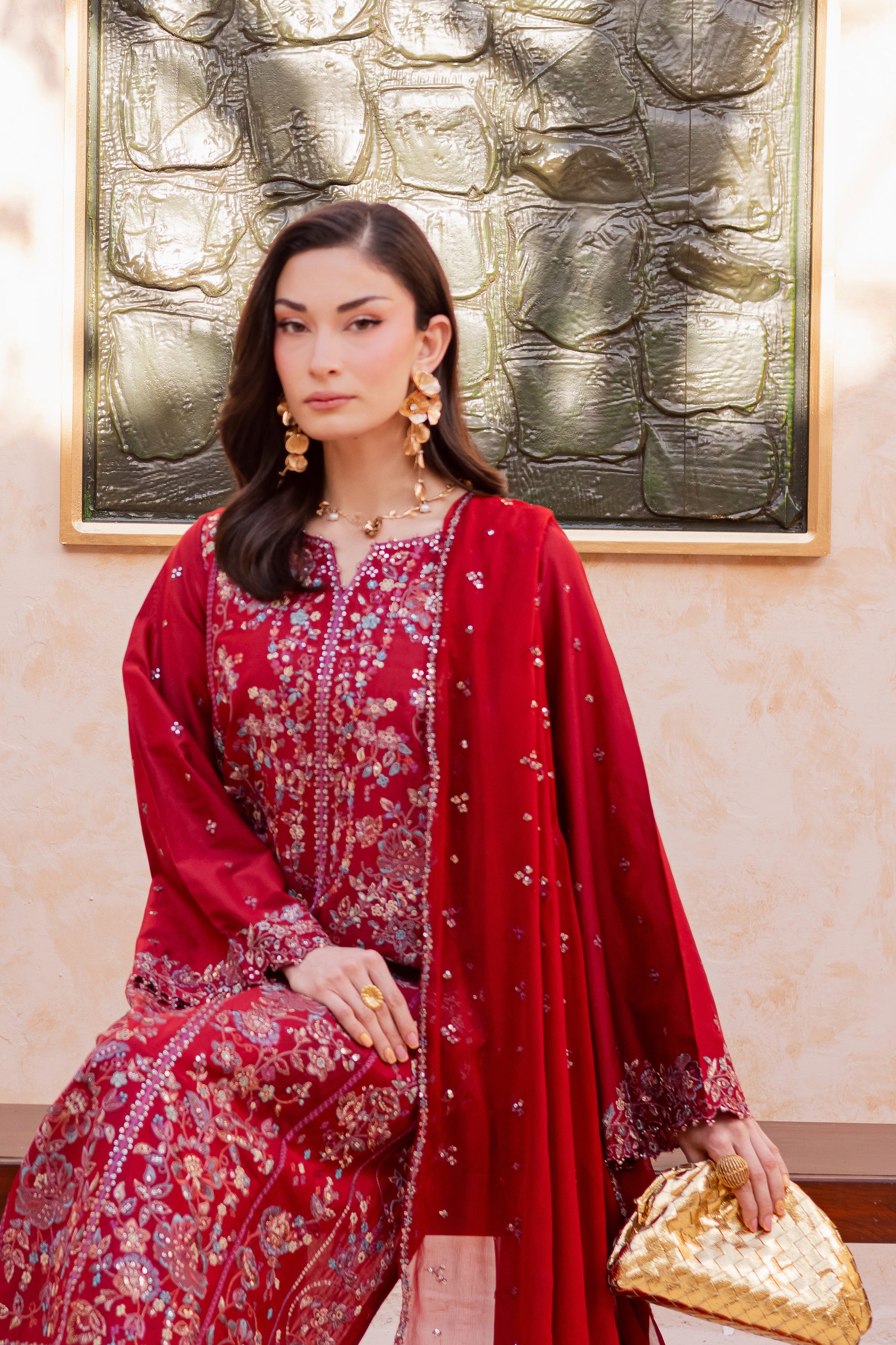 Red Delight 3Pc - Festive Embroidered Lawn BATIKEID2026 BATIK XS / Red / Pima Lawn-S / Red / Pima Lawn-M / Red / Pima Lawn-L / Red / Pima Lawn-XL / Red / Pima Lawn
