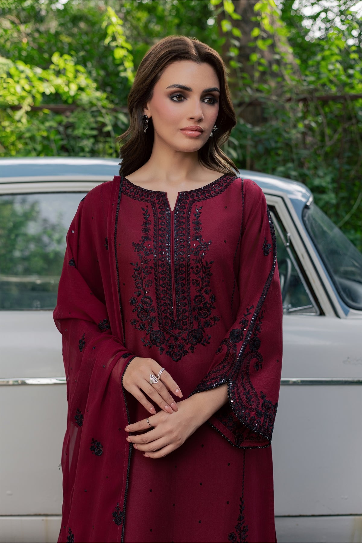 Red Manzar 3Pc - Embroidered Khaddar Pret PRETKHADDAR2026 BATIK XS / Red / Khaddar
