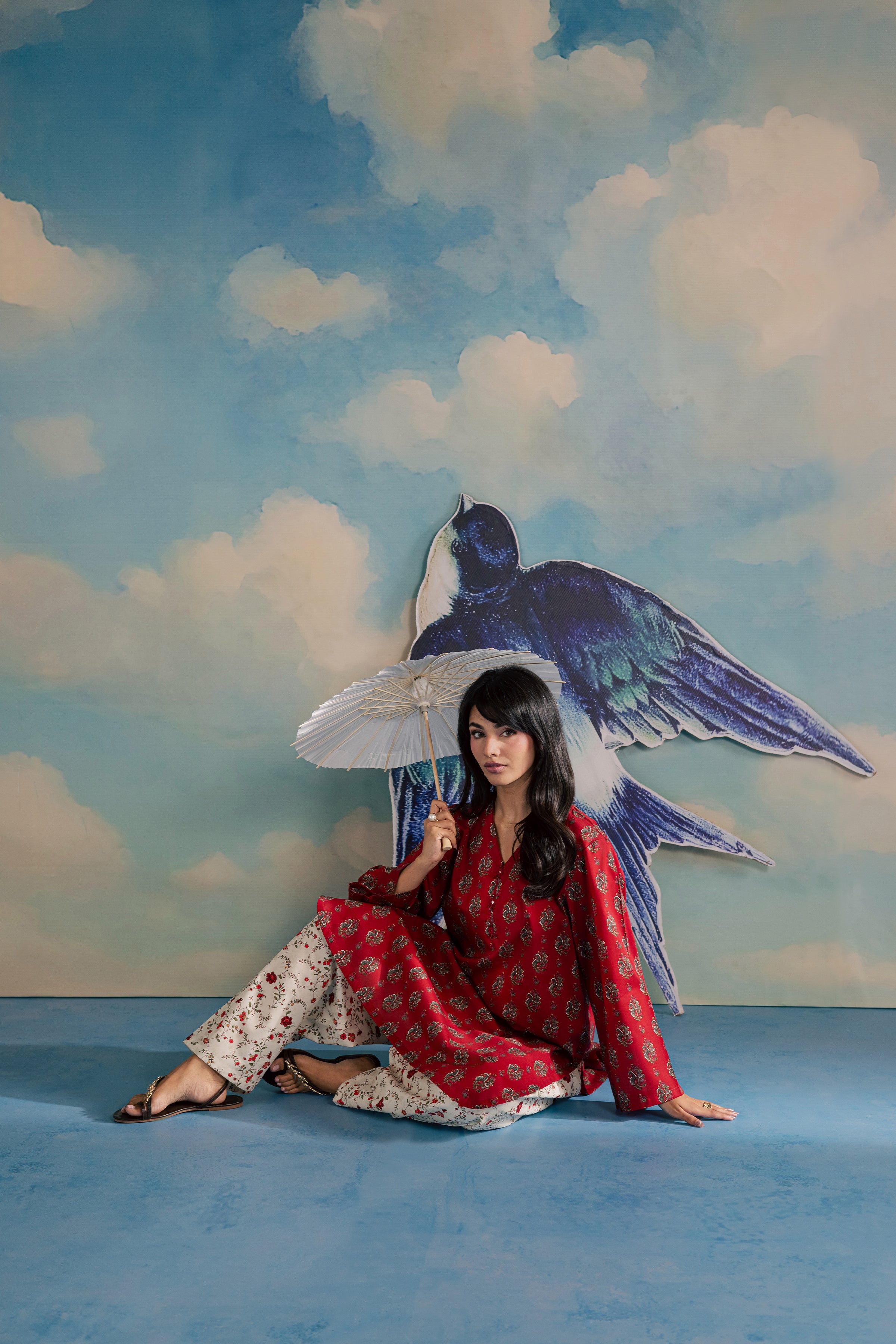 Red Naina 2Pc - Printed Lawn Dress BATIKSS26 BATIK XS / Red / Lawn-S / Red / Lawn-M / Red / Lawn-L / Red / Lawn-XL / Red / Lawn