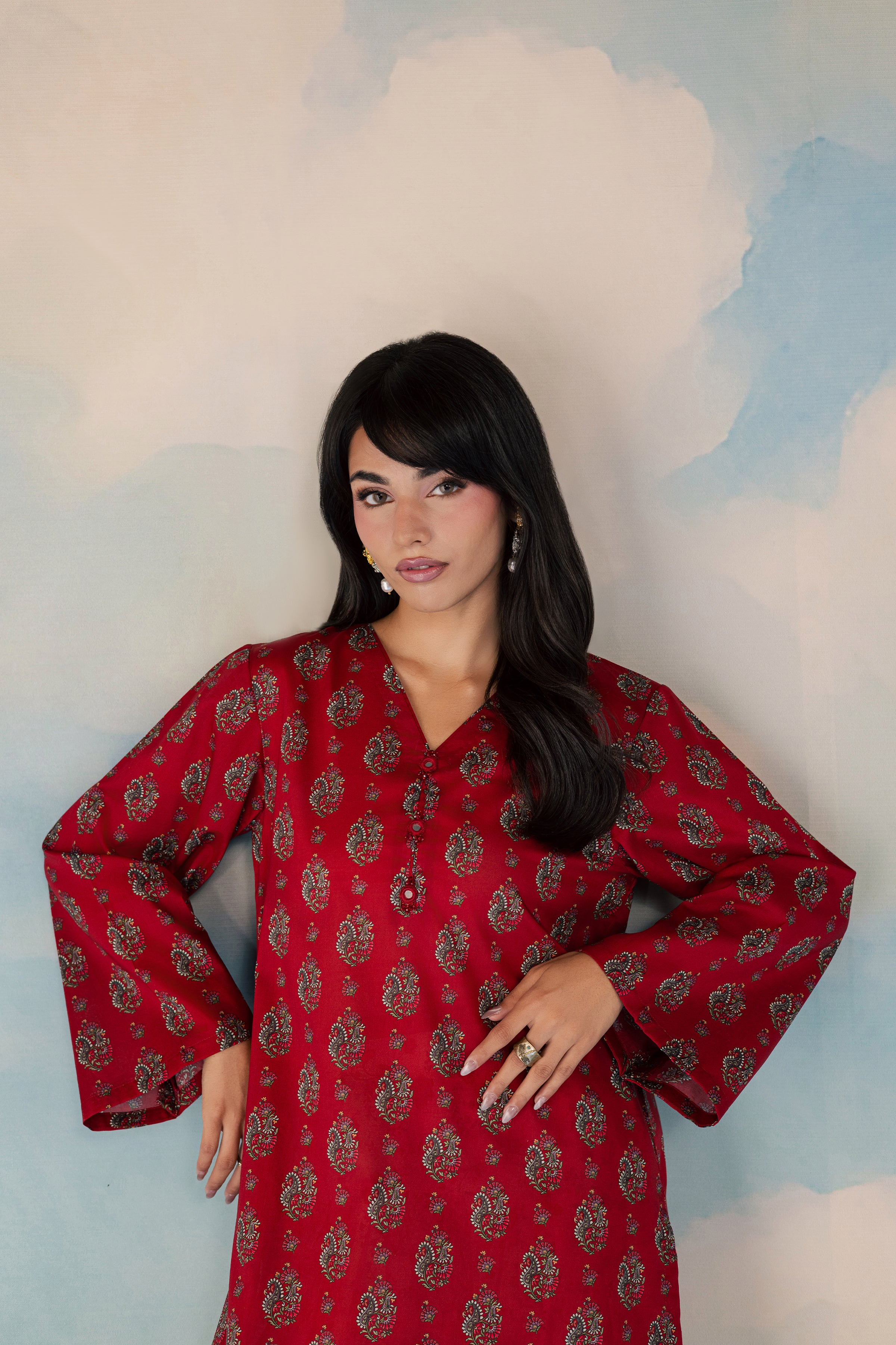 Red Naina 2Pc - Printed Lawn Dress BATIKSS26 BATIK XS / Red / Lawn-S / Red / Lawn-M / Red / Lawn-L / Red / Lawn-XL / Red / Lawn