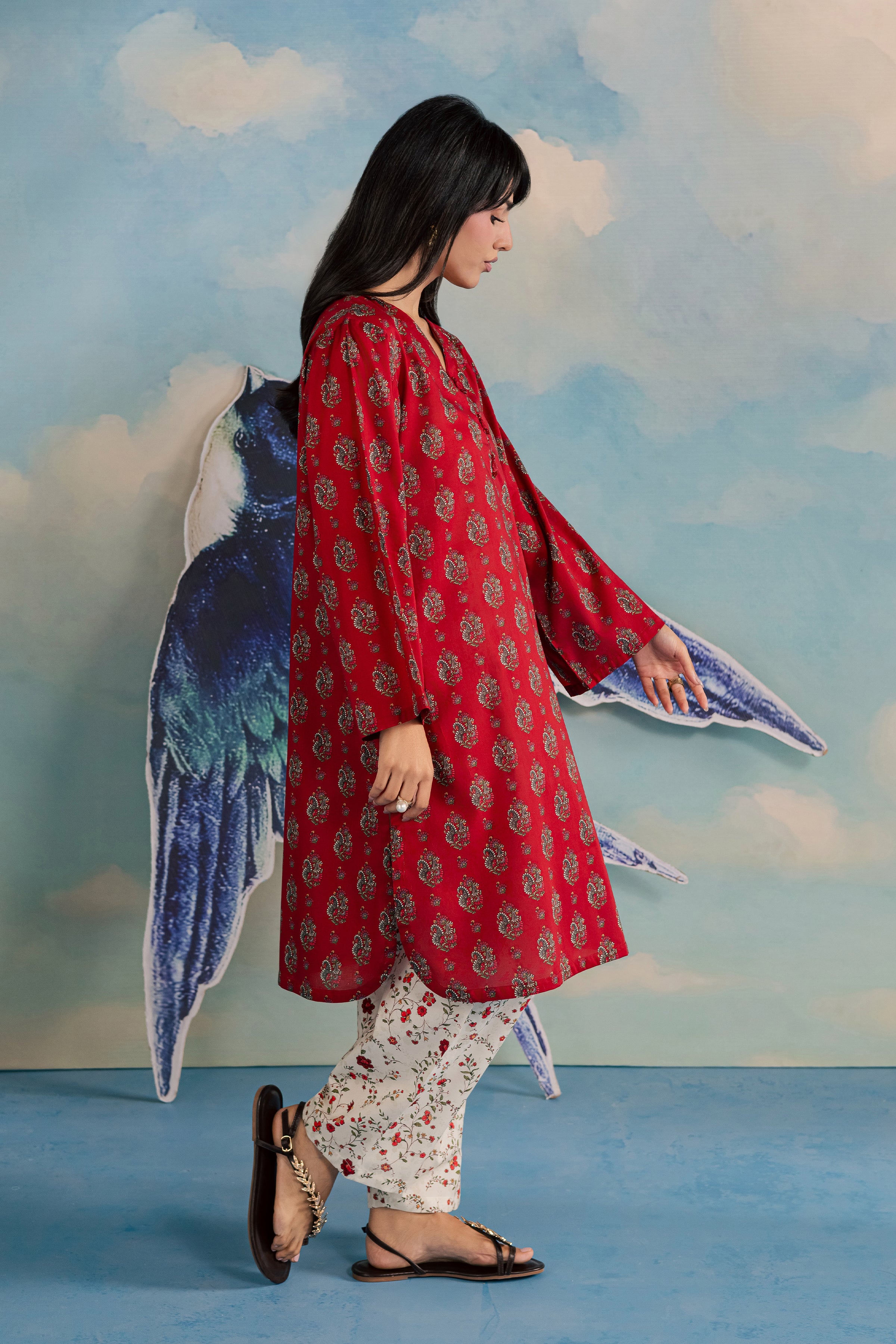 Red Naina 2Pc - Printed Lawn Dress BATIKSS26 BATIK XS / Red / Lawn-S / Red / Lawn-M / Red / Lawn-L / Red / Lawn-XL / Red / Lawn