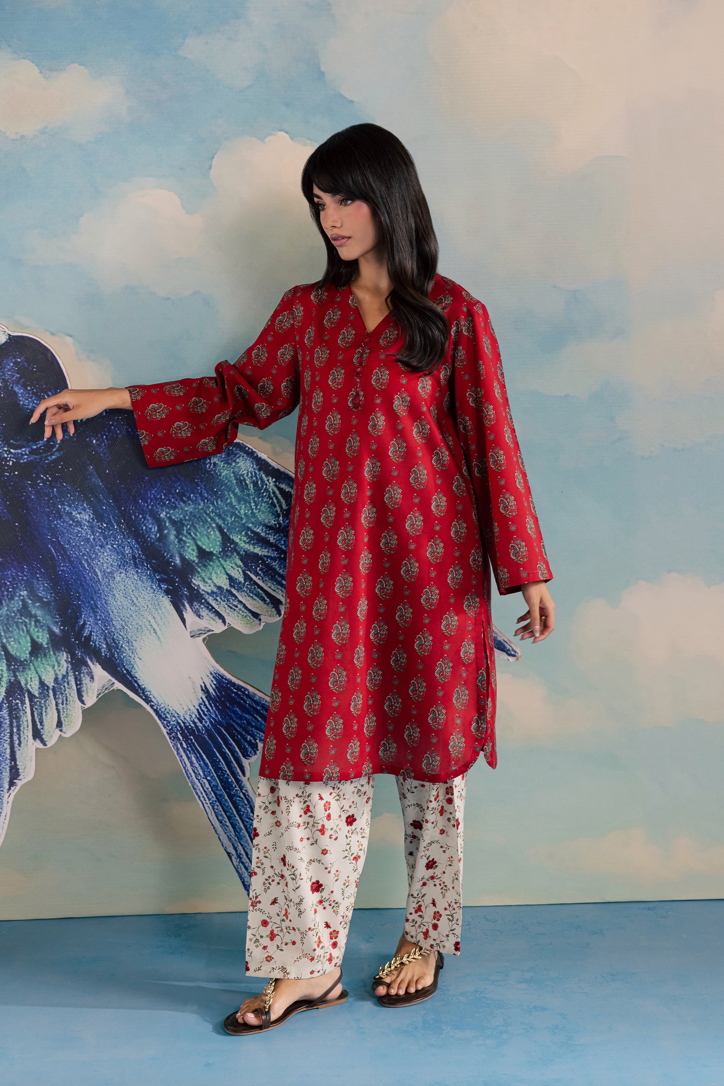 Red Naina 2Pc - Printed Lawn Dress BATIKSS26 BATIK XS / Red / Lawn-S / Red / Lawn-M / Red / Lawn-L / Red / Lawn-XL / Red / Lawn