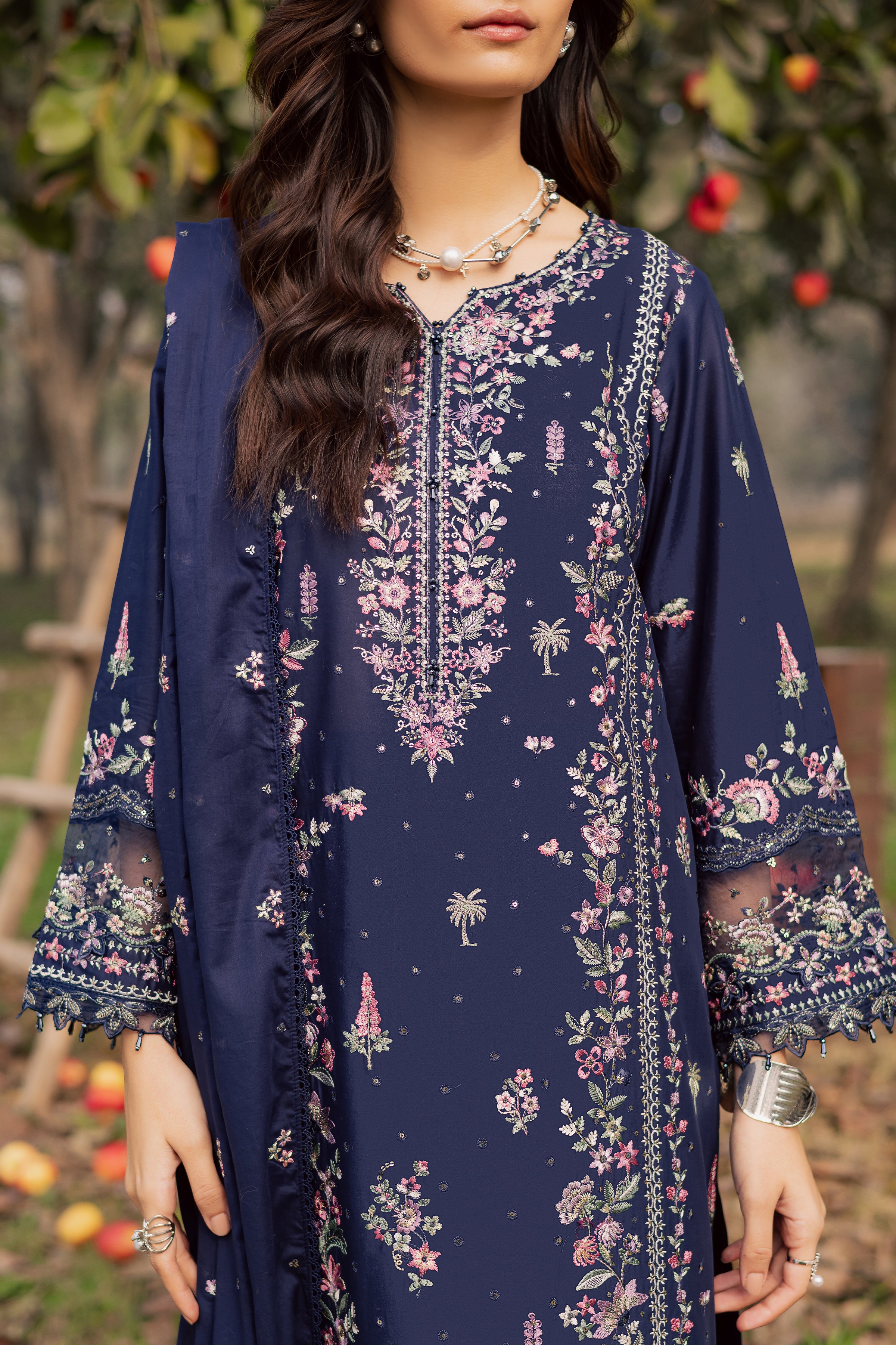 Rehaab 3Pc - Festive Embroidered Lawn BATIKEID2026 BATIK XS / Midnight Blue / Pima Lawn-S / Midnight Blue / Pima Lawn-M / Midnight Blue / Pima Lawn-L / Midnight Blue / Pima Lawn-XL / Midnight Blue / Pima Lawn