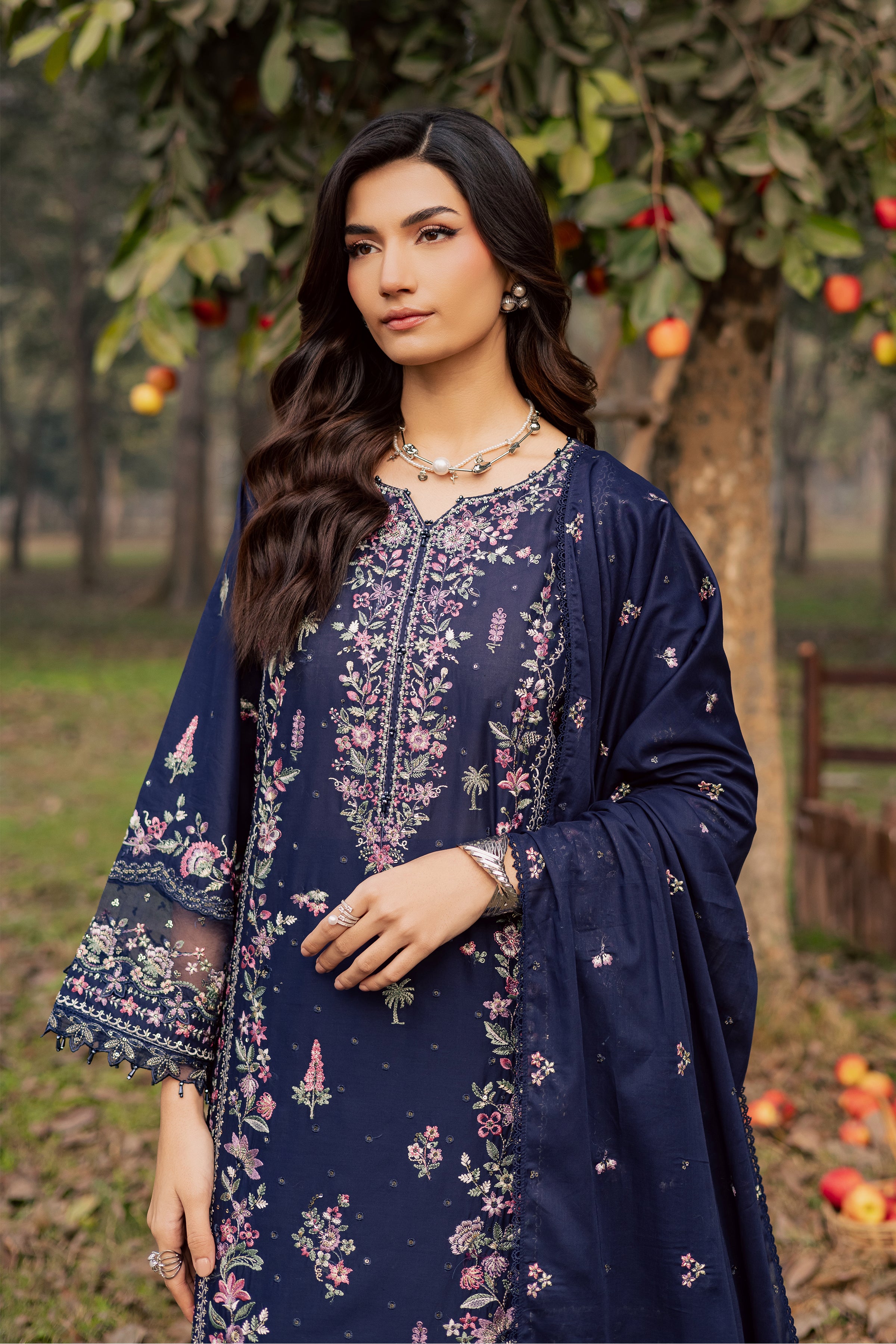 Rehaab 3Pc - Festive Embroidered Lawn BATIKEID2026 BATIK XS / Midnight Blue / Pima Lawn-S / Midnight Blue / Pima Lawn-M / Midnight Blue / Pima Lawn-L / Midnight Blue / Pima Lawn-XL / Midnight Blue / Pima Lawn
