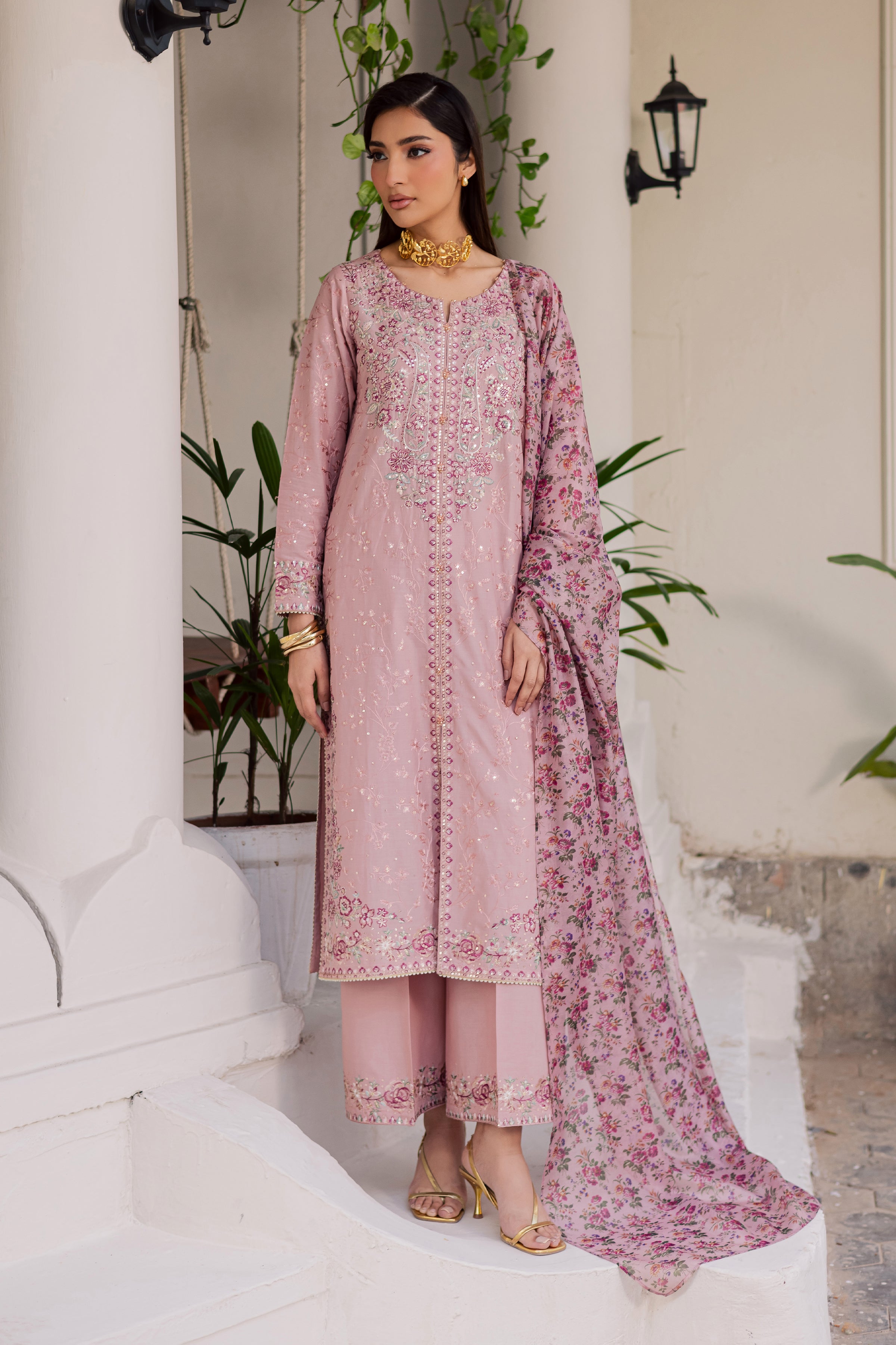 Rimi 3Pc - Festive Embroidered Lawn BATIKEID2026 BATIK XS / Taffy Pink / Pima Lawn-S / Taffy Pink / Pima Lawn-M / Taffy Pink / Pima Lawn-L / Taffy Pink / Pima Lawn-XL / Taffy Pink / Pima Lawn