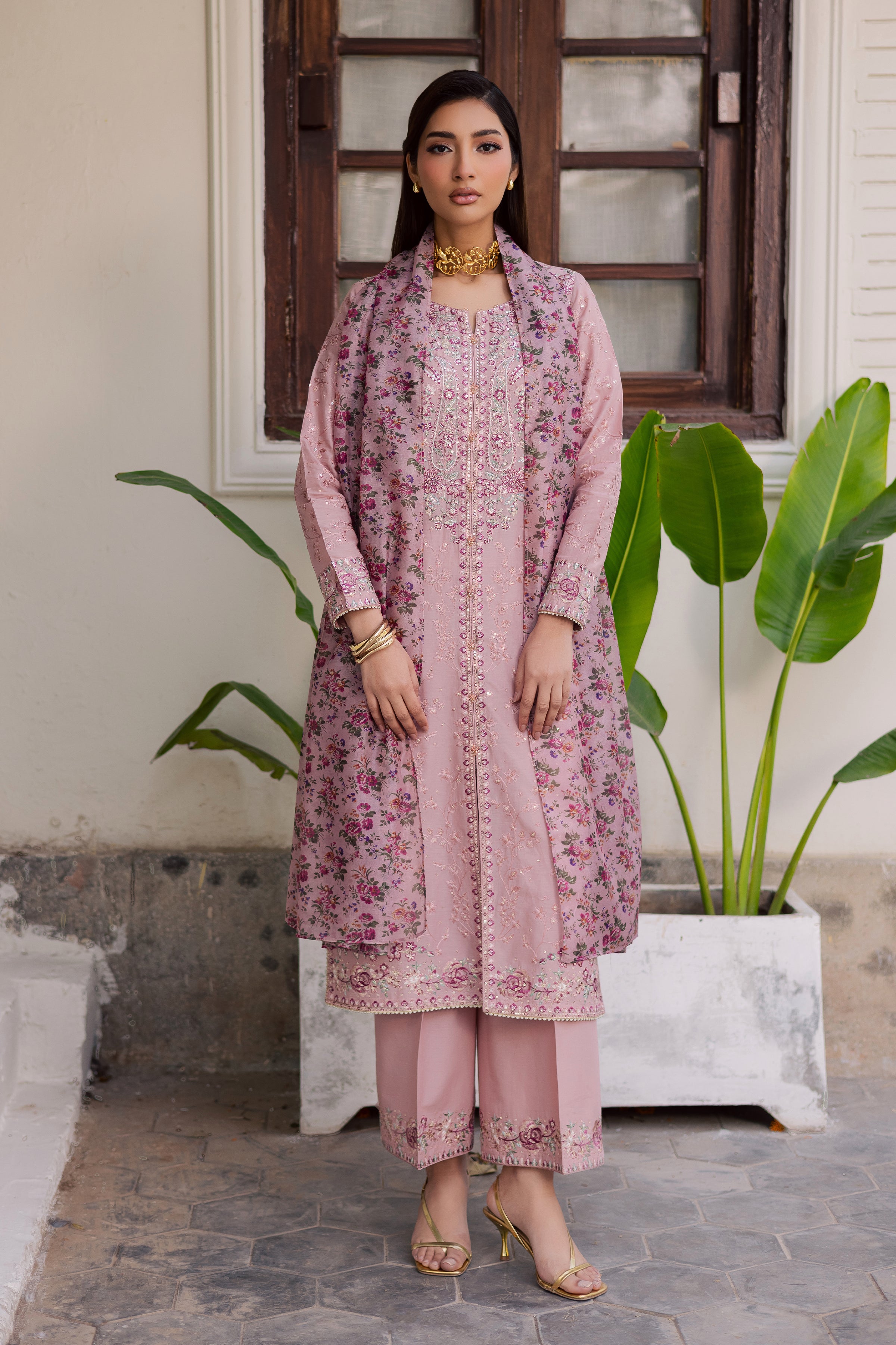 Rimi 3Pc - Festive Embroidered Lawn BATIKEID2026 BATIK XS / Taffy Pink / Pima Lawn-S / Taffy Pink / Pima Lawn-M / Taffy Pink / Pima Lawn-L / Taffy Pink / Pima Lawn-XL / Taffy Pink / Pima Lawn