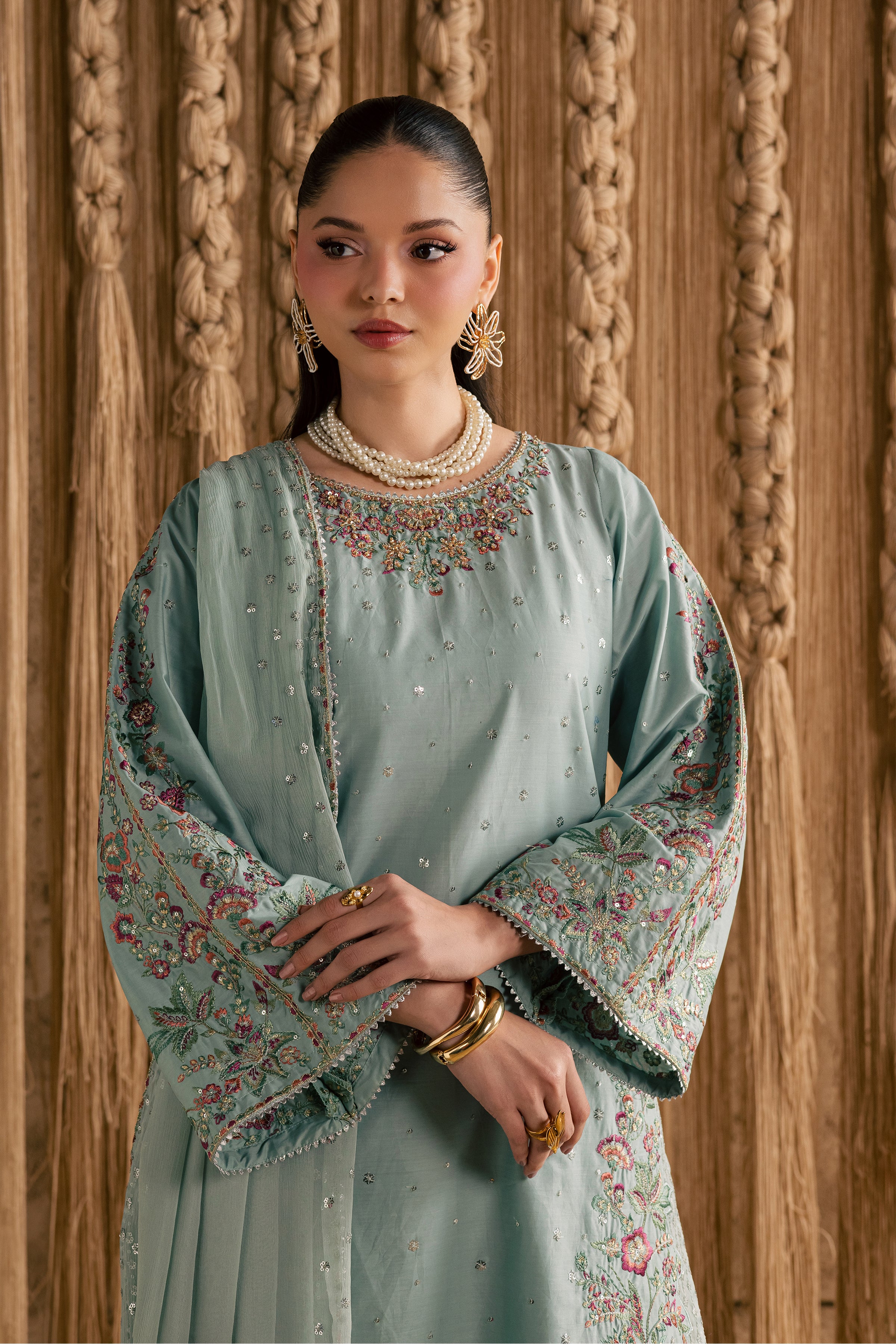 Rome Sky 3Pc - Festive Eid Pret BATIKEID2026 BATIK XS / Ice Blue / Giza-S / Ice Blue / Giza-M / Ice Blue / Giza-L / Ice Blue / Giza-XL / Ice Blue / Giza