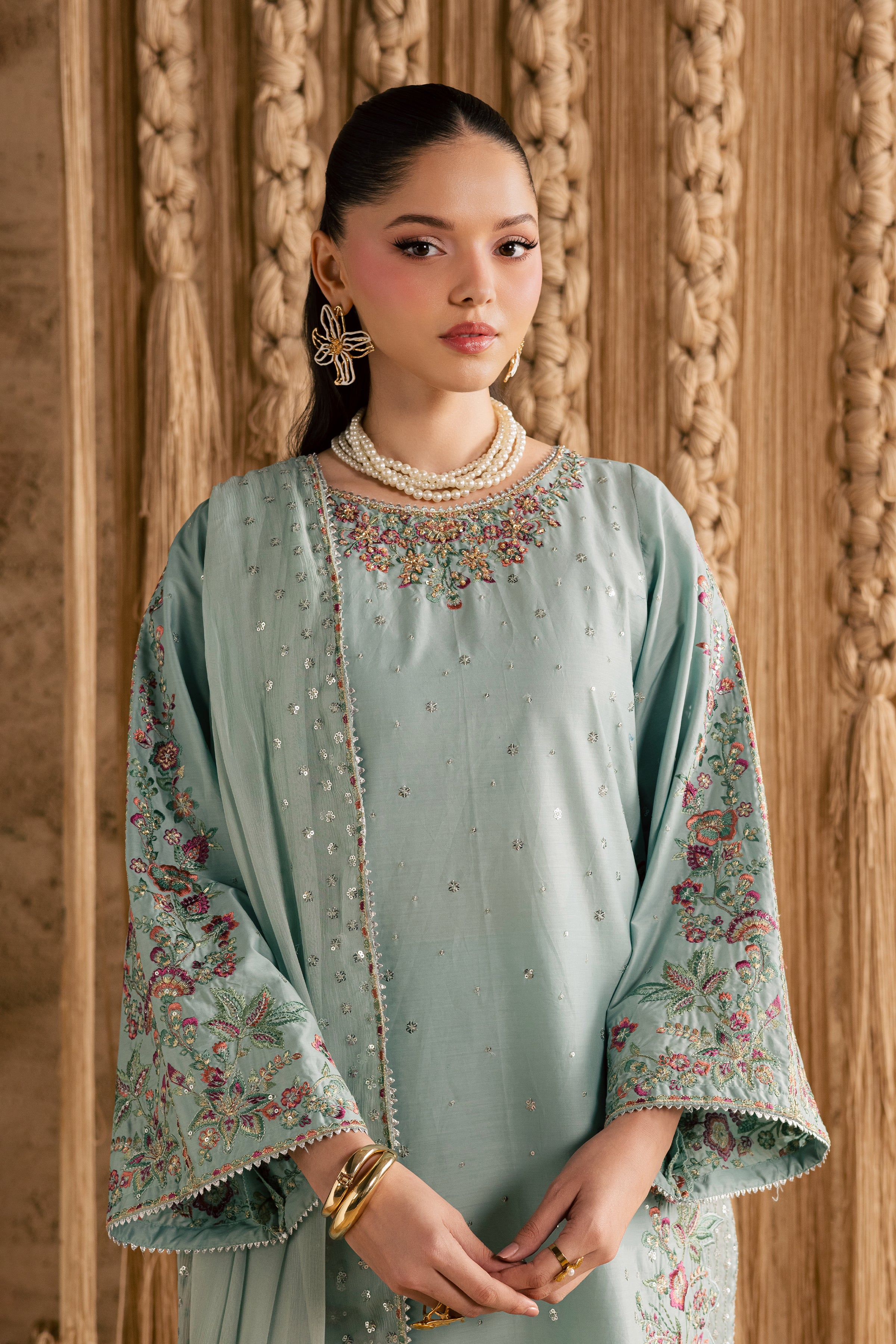 Rome Sky 3Pc - Festive Eid Pret BATIKEID2026 BATIK XS / Ice Blue / Giza-S / Ice Blue / Giza-M / Ice Blue / Giza-L / Ice Blue / Giza-XL / Ice Blue / Giza