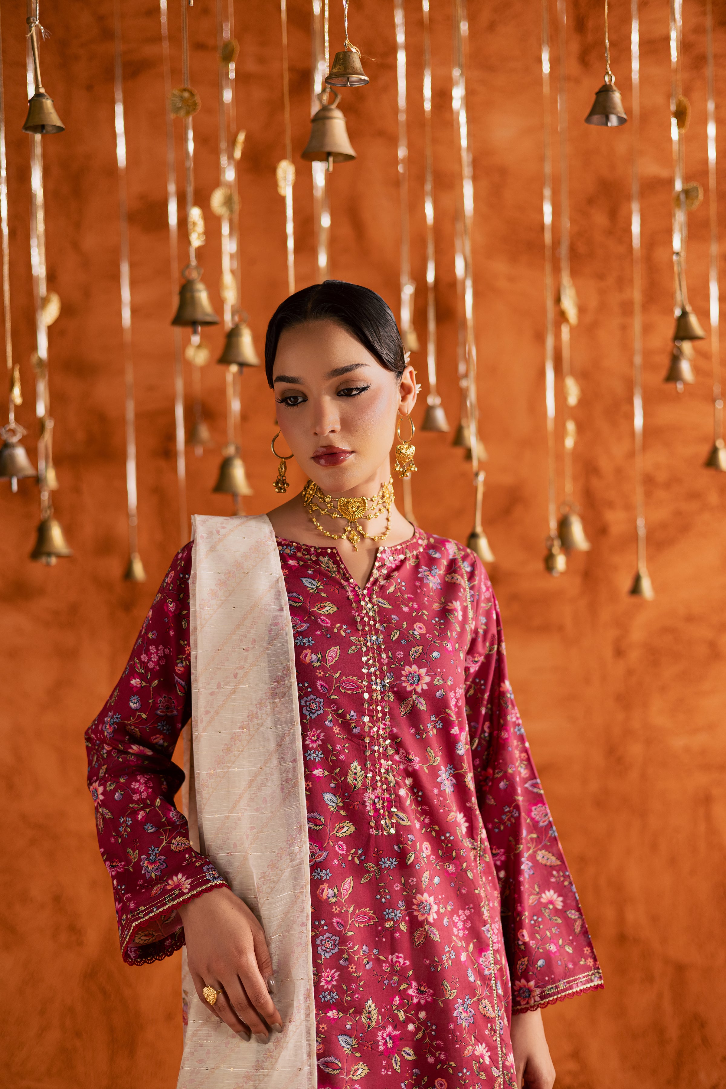 Roseshell 3Pc - Printed Lawn Dress BATIKEID2026 BATIK XS / Red / Lawn-S / Red / Lawn-M / Red / Lawn-L / Red / Lawn-XL / Red / Lawn