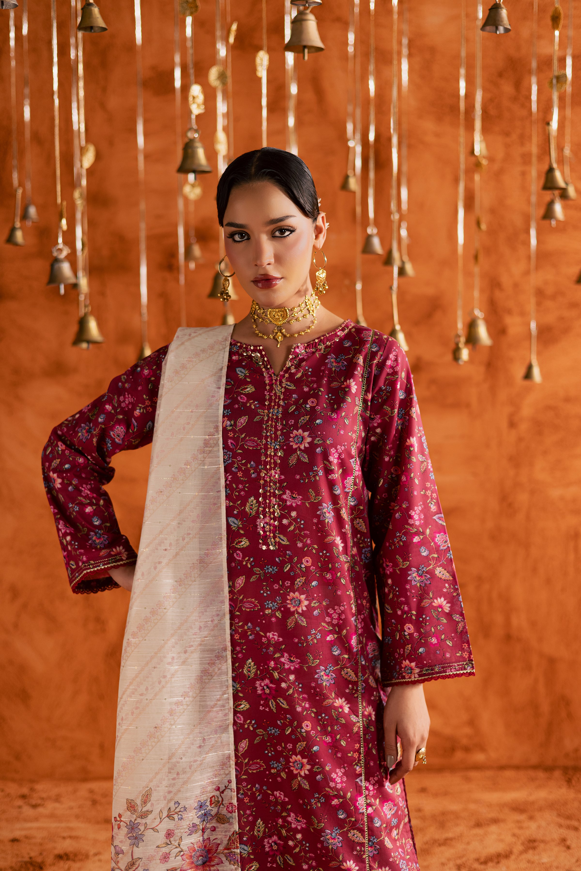 Roseshell 3Pc - Printed Lawn Dress BATIKEID2026 BATIK XS / Red / Lawn-S / Red / Lawn-M / Red / Lawn-L / Red / Lawn-XL / Red / Lawn