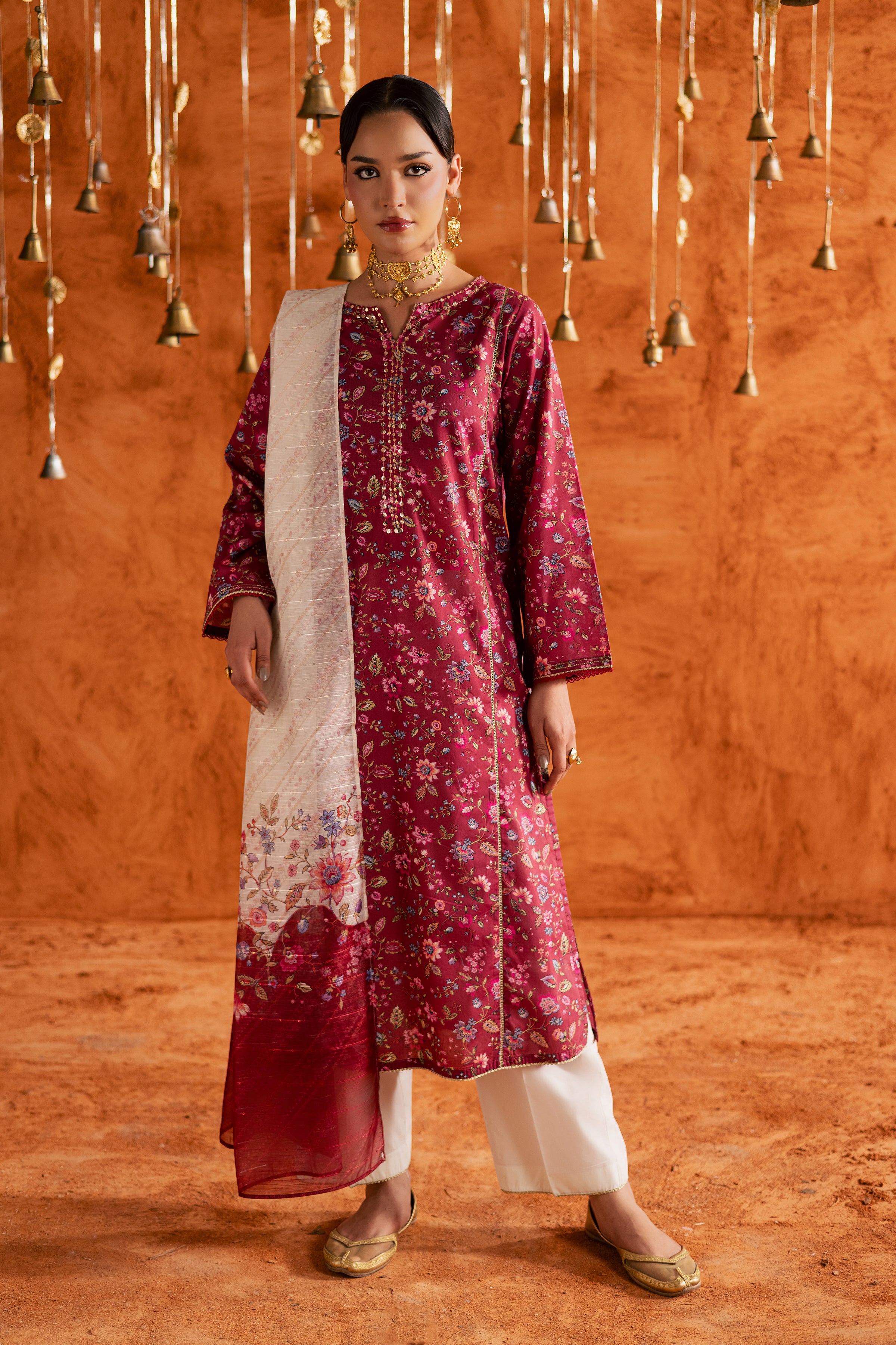Roseshell 3Pc - Printed Lawn Dress BATIKEID2026 BATIK XS / Red / Lawn-S / Red / Lawn-M / Red / Lawn-L / Red / Lawn-XL / Red / Lawn