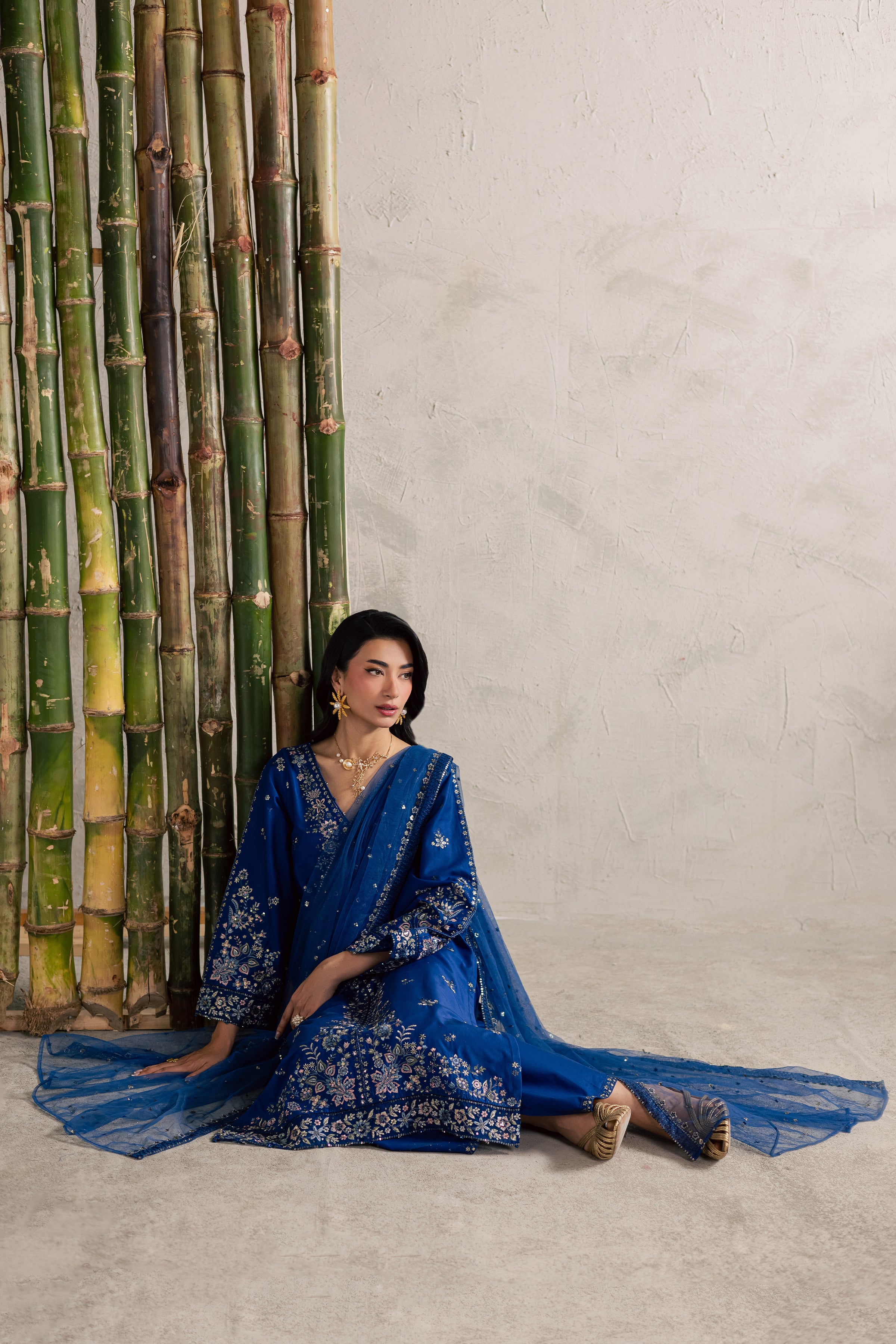 Roshni 3Pc - Festive Embroidered Lawn BATIKEID2026 BATIK XS / Electric Blue / Pima Lawn-S / Electric Blue / Pima Lawn-M / Electric Blue / Pima Lawn-L / Electric Blue / Pima Lawn-XL / Electric Blue / Pima Lawn
