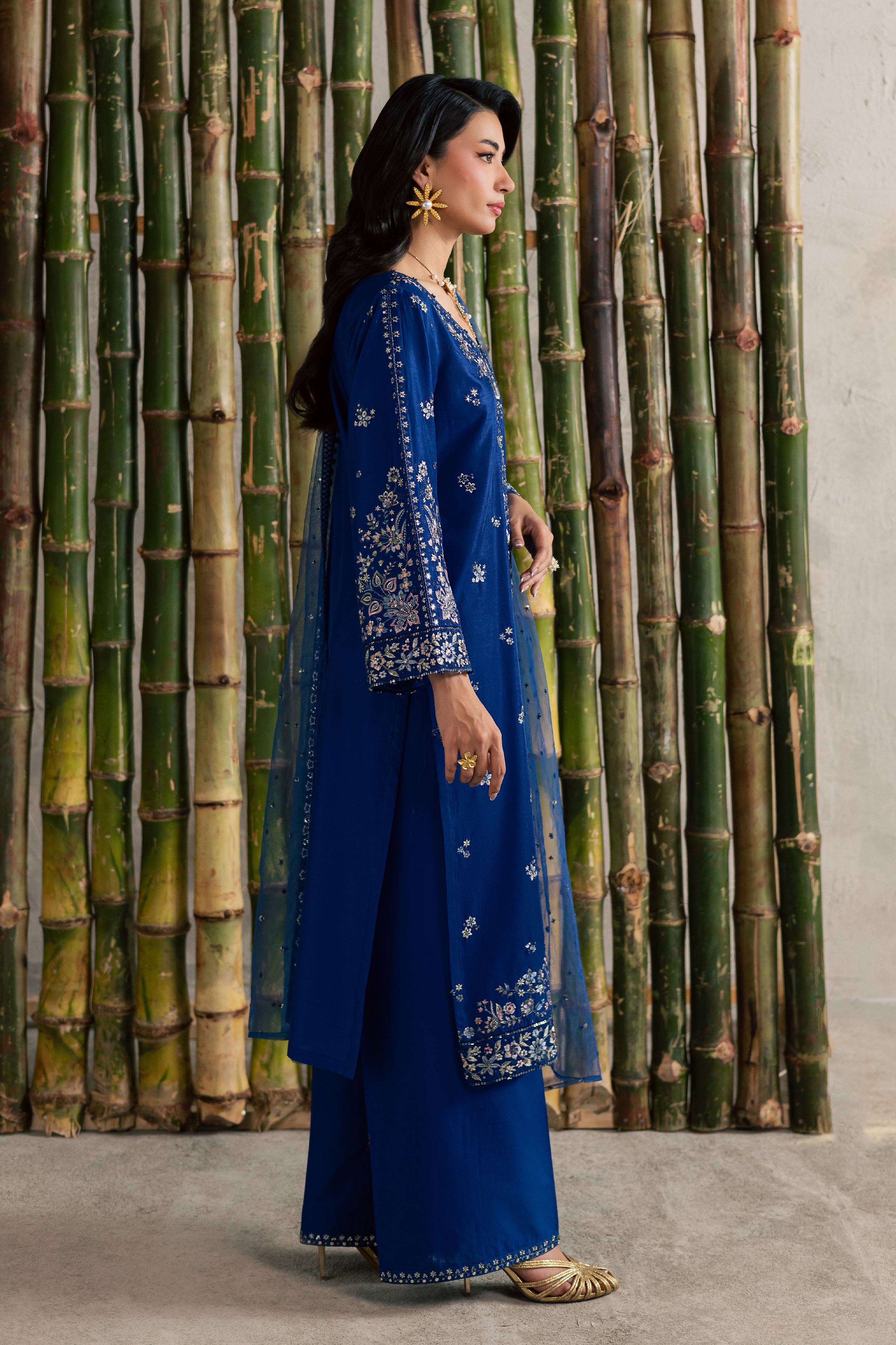 Roshni 3Pc - Festive Embroidered Lawn BATIKEID2026 BATIK XS / Electric Blue / Pima Lawn-S / Electric Blue / Pima Lawn-M / Electric Blue / Pima Lawn-L / Electric Blue / Pima Lawn-XL / Electric Blue / Pima Lawn