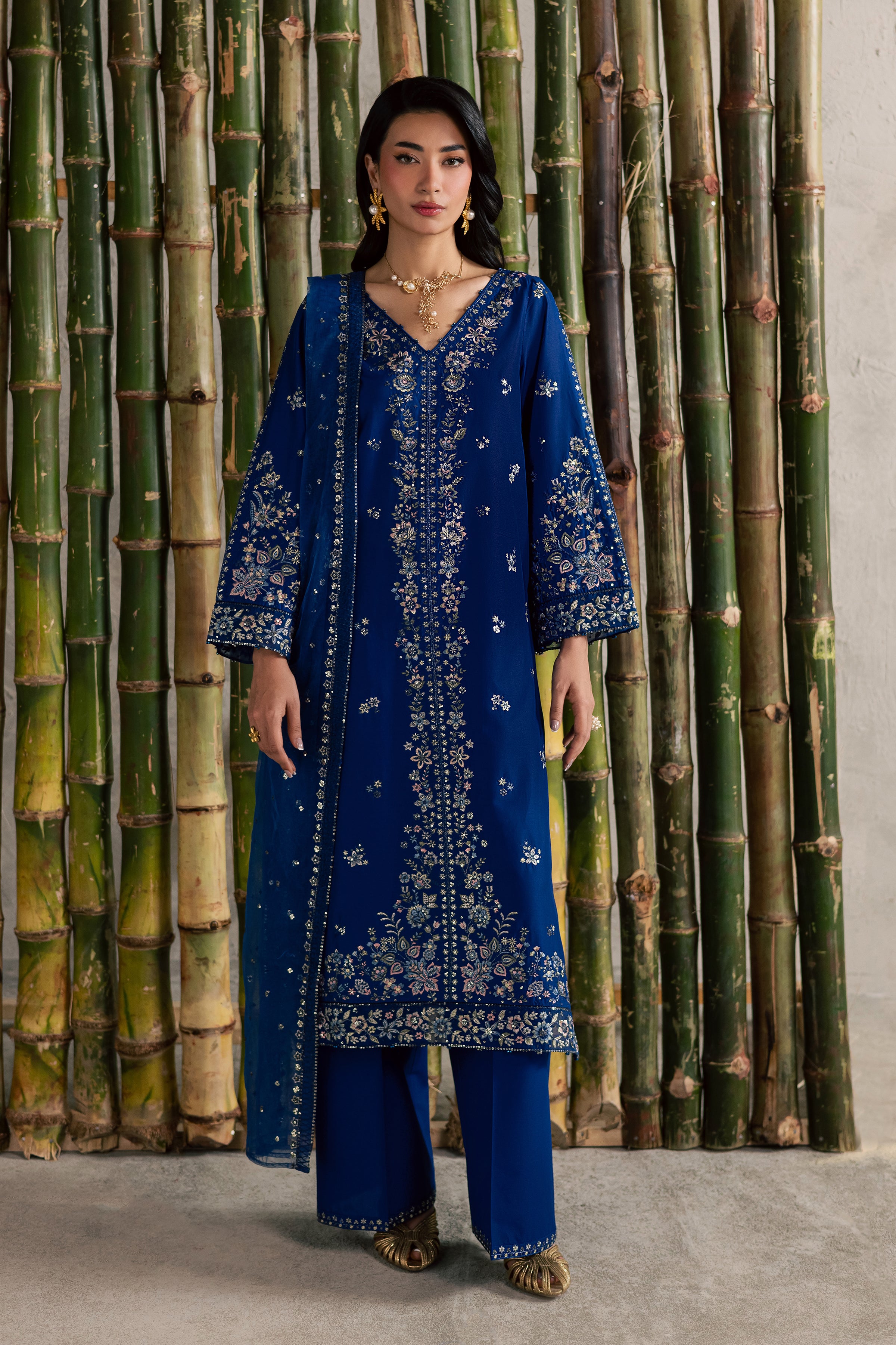 Roshni 3Pc - Festive Embroidered Lawn BATIKEID2026 BATIK XS / Electric Blue / Pima Lawn-S / Electric Blue / Pima Lawn-M / Electric Blue / Pima Lawn-L / Electric Blue / Pima Lawn-XL / Electric Blue / Pima Lawn