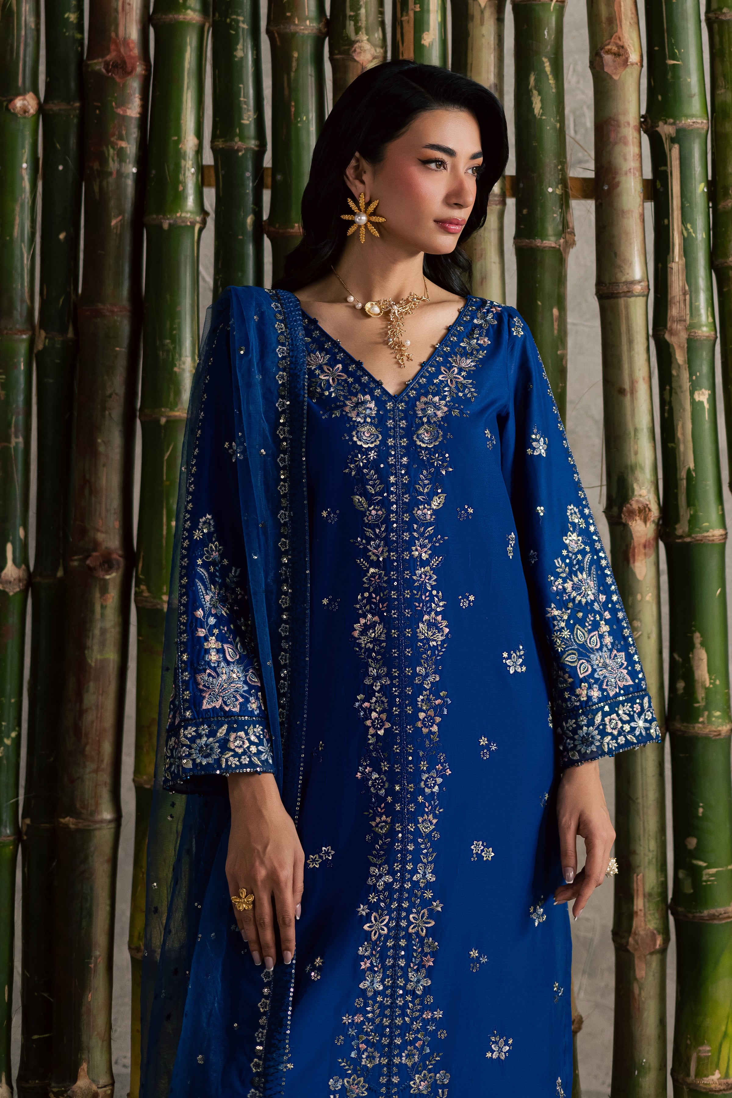 Roshni 3Pc - Festive Embroidered Lawn BATIKEID2026 BATIK XS / Electric Blue / Pima Lawn-S / Electric Blue / Pima Lawn-M / Electric Blue / Pima Lawn-L / Electric Blue / Pima Lawn-XL / Electric Blue / Pima Lawn