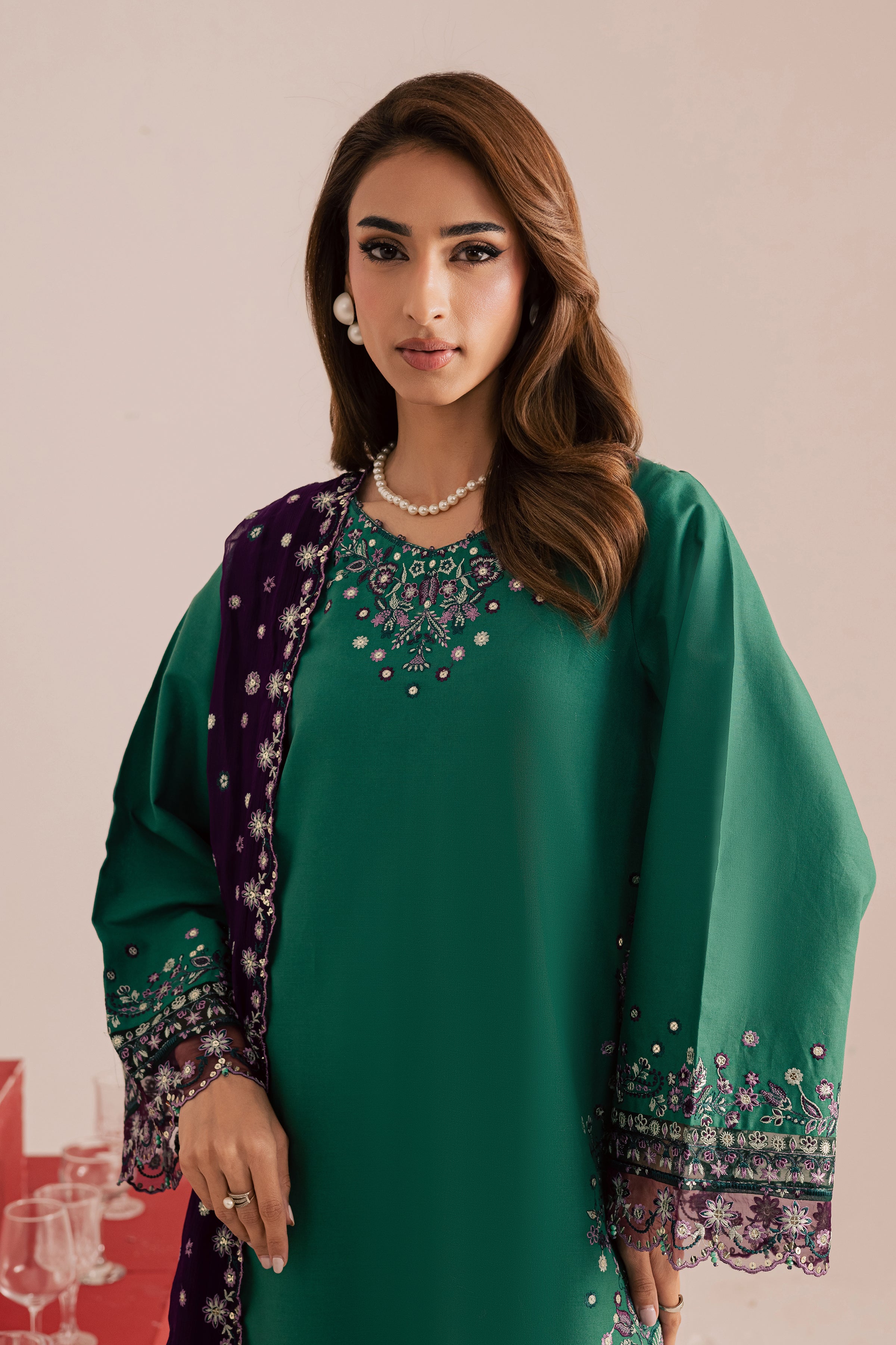 Rozina 3Pc - Embroidered Khaddar Dress BATIK WINTER PRET 2025 BATIK XS / Amber Green / Khaddar-S / Amber Green / Khaddar-M / Amber Green / Khaddar-L / Amber Green / Khaddar-XL / Amber Green / Khaddar