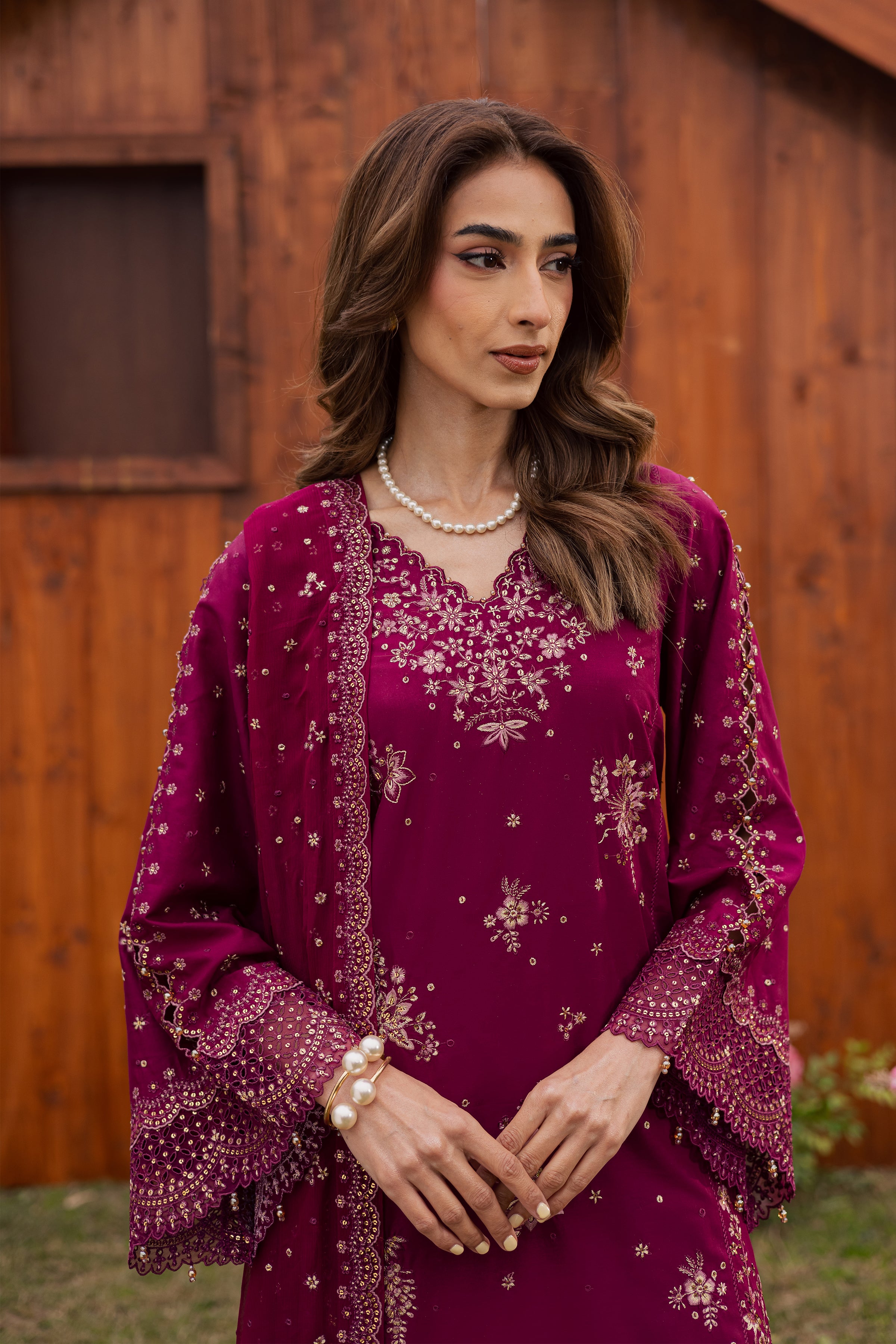 Rubba 3Pc - Festive Embroidered Lawn BATIKEID2026 BATIK XS / Deep Maroon / Pima Lawn-S / Deep Maroon / Pima Lawn-M / Deep Maroon / Pima Lawn-L / Deep Maroon / Pima Lawn-XL / Deep Maroon / Pima Lawn