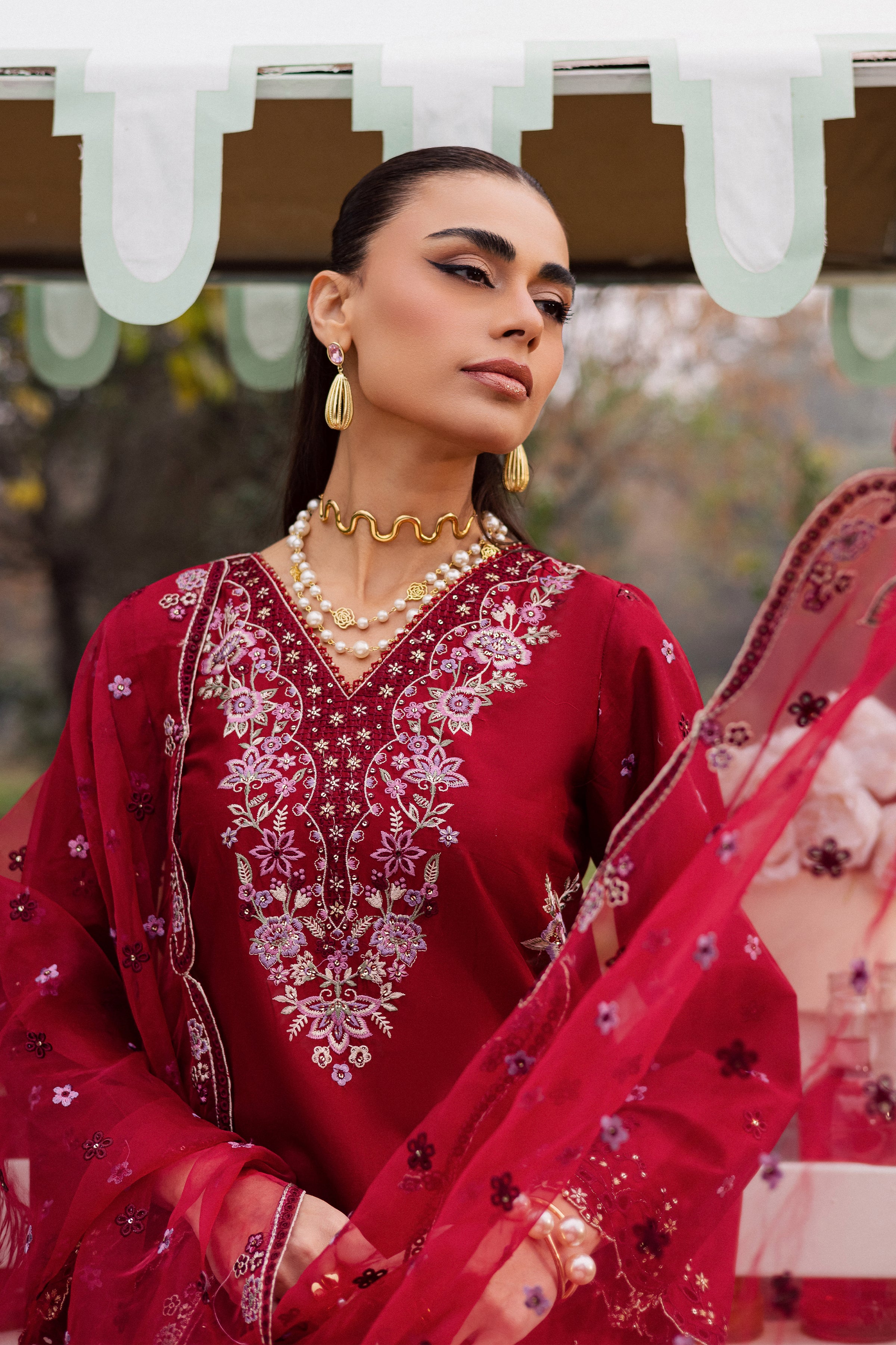 Ruby Ghazal 3Pc - Festive Embroidered Lawn BATIKEID2026 BATIK XS / Ruby / Pima Lawn-S / Ruby / Pima Lawn-M / Ruby / Pima Lawn-L / Ruby / Pima Lawn-XL / Ruby / Pima Lawn