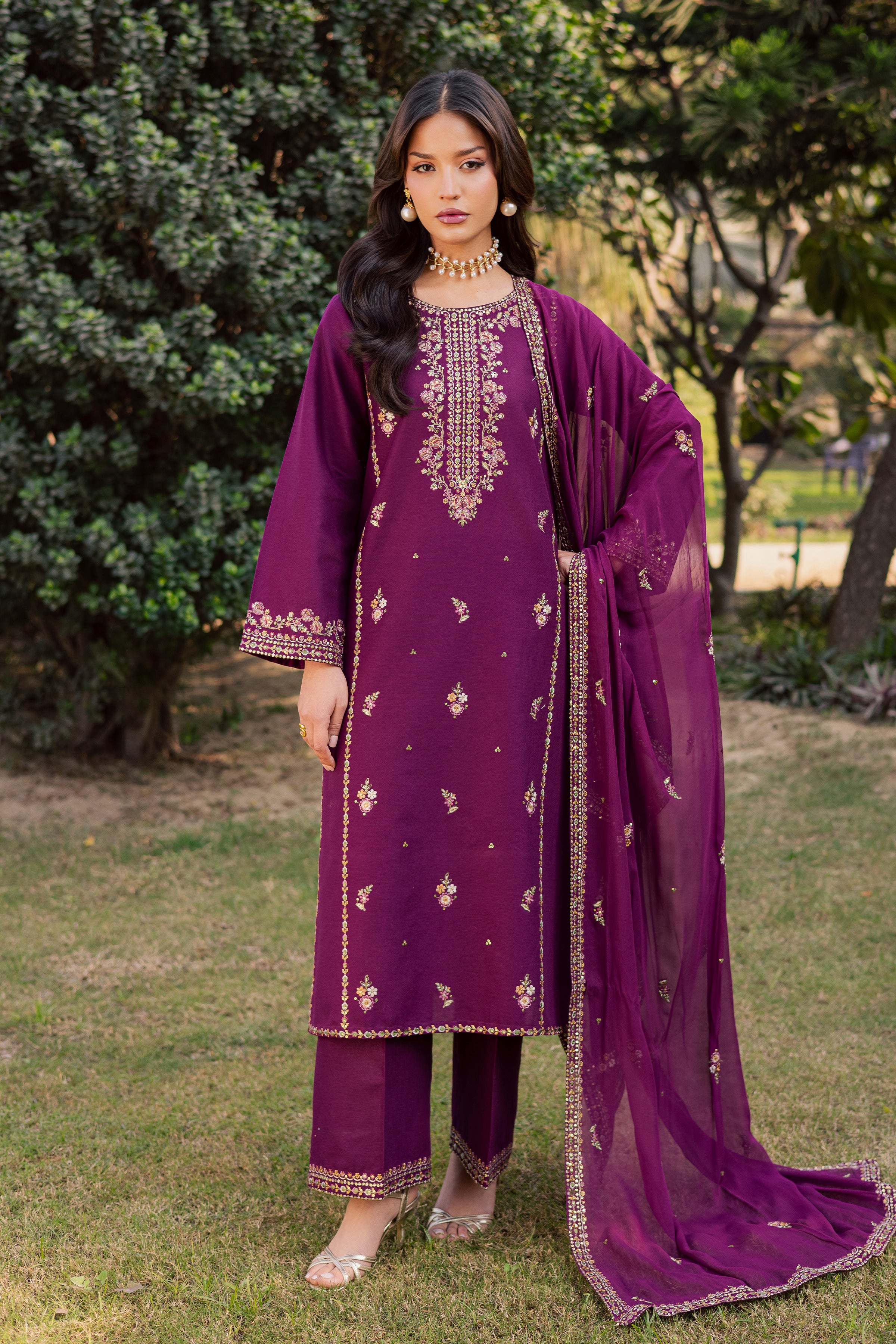 Ruby Rosa 3Pc - Embroidered Khaddar Dress BATIK WINTER PRET 2025 BATIK XS / Dark Purple / Khaddar-S / Dark Purple / Khaddar-M / Dark Purple / Khaddar-L / Dark Purple / Khaddar-XL / Dark Purple / Khaddar