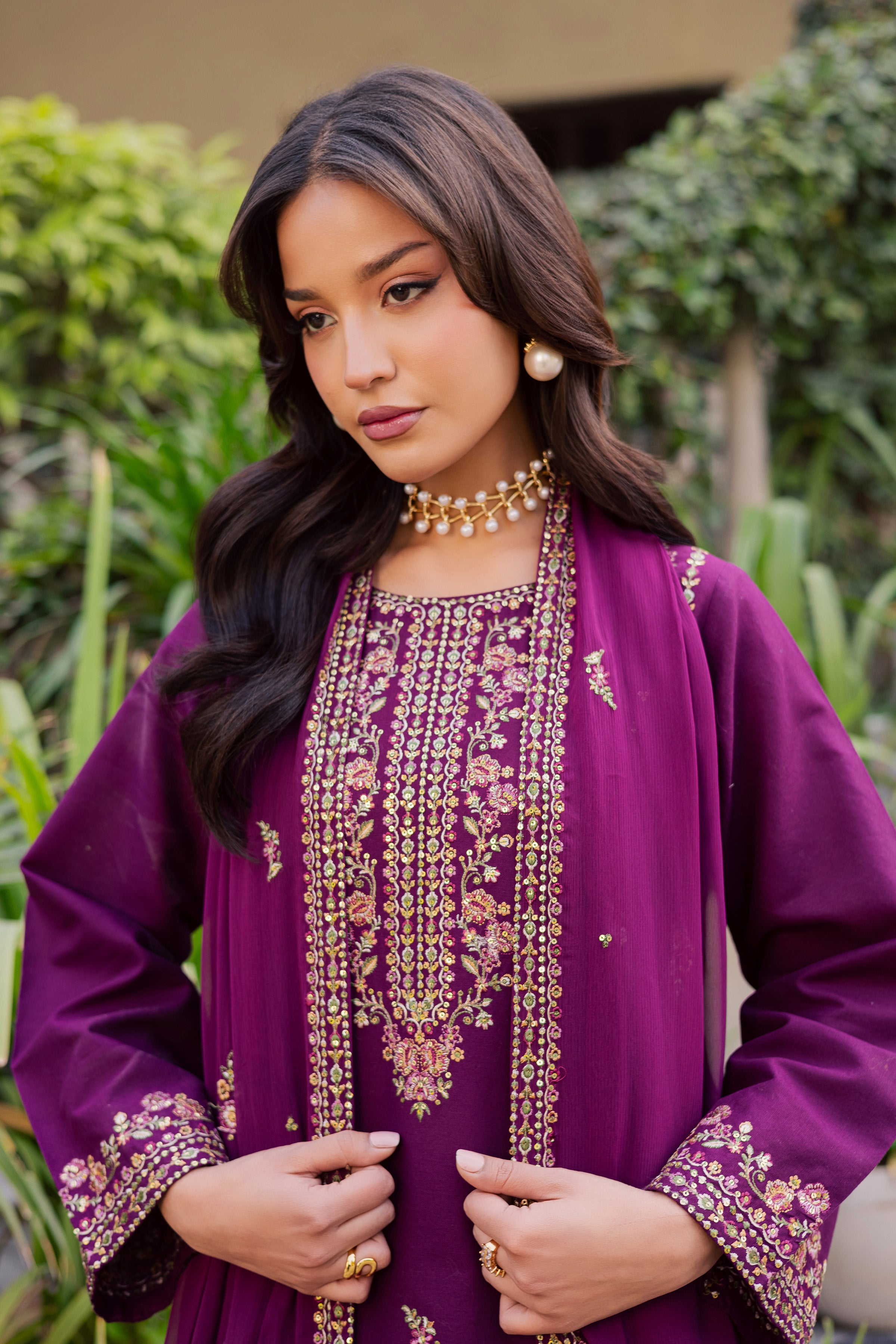 Ruby Rosa 3Pc - Embroidered Khaddar Dress BATIK WINTER PRET 2025 BATIK XS / Dark Purple / Khaddar-S / Dark Purple / Khaddar-M / Dark Purple / Khaddar-L / Dark Purple / Khaddar-XL / Dark Purple / Khaddar