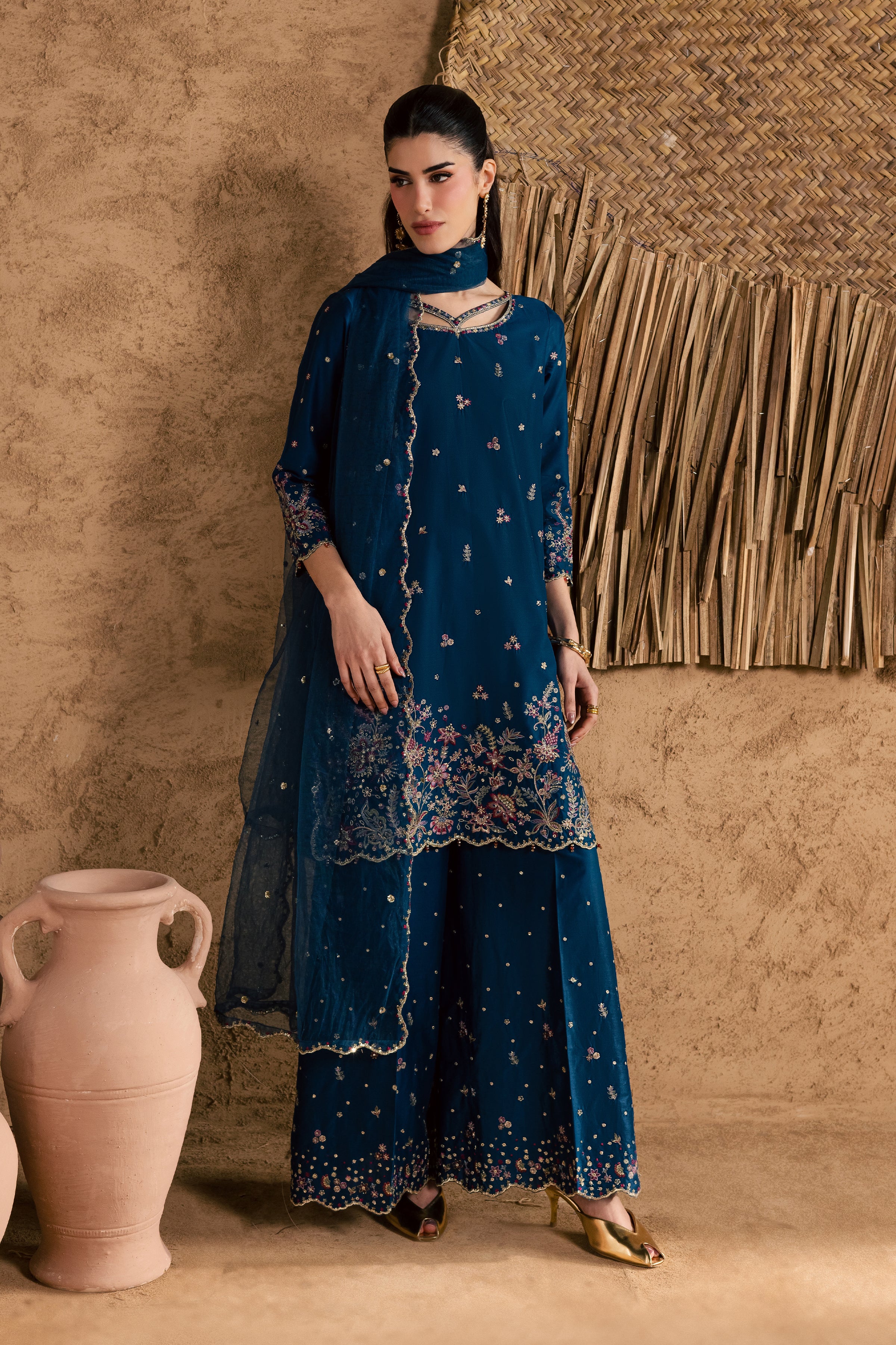 Ruhi 3Pc - Festive Eid Pret BATIKEID2026 BATIK XS / Blue Opal / Giza-S / Blue Opal / Giza-M / Blue Opal / Giza-L / Blue Opal / Giza-XL / Blue Opal / Giza