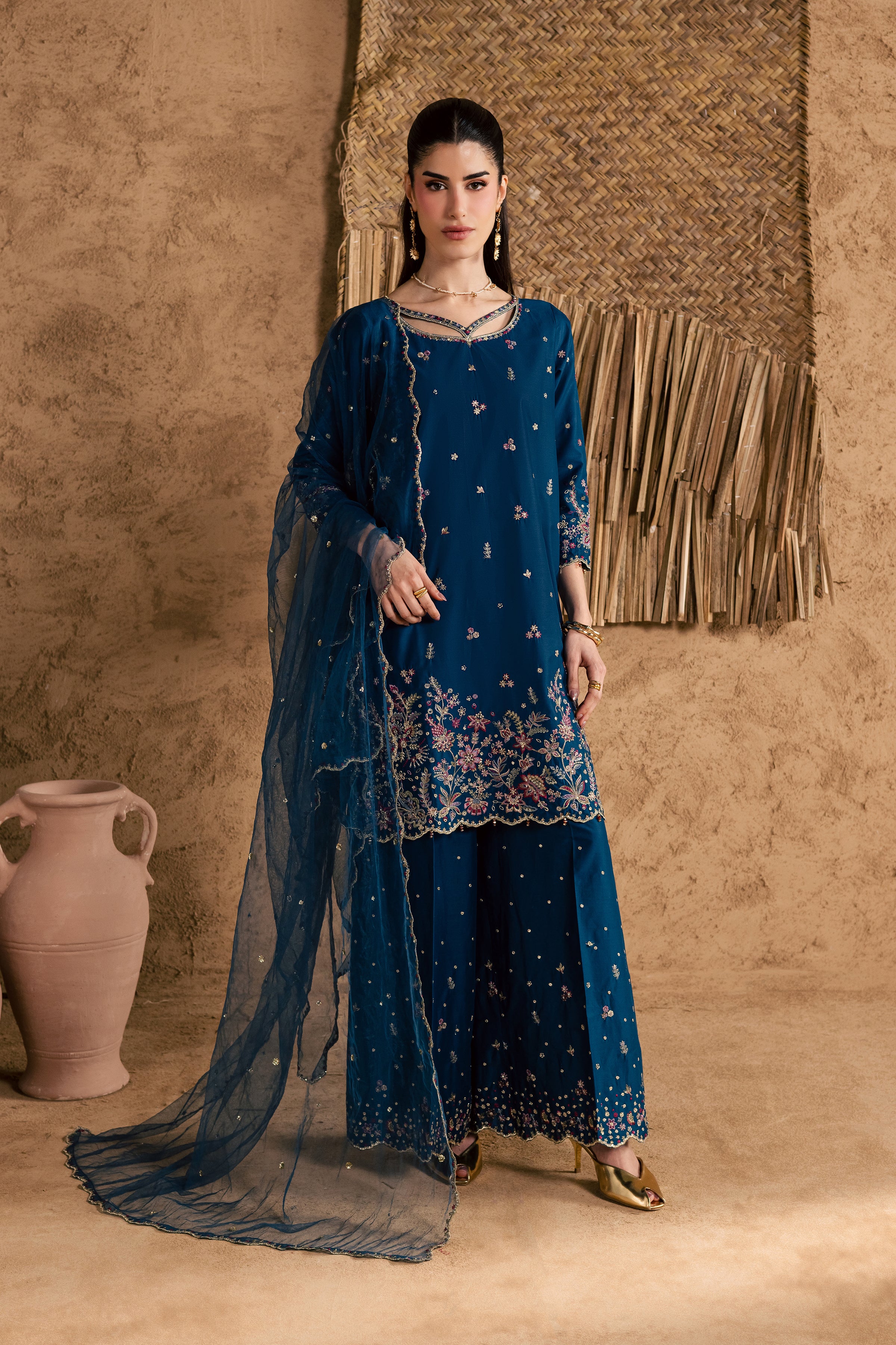 Ruhi 3Pc - Festive Eid Pret BATIKEID2026 BATIK XS / Blue Opal / Giza-S / Blue Opal / Giza-M / Blue Opal / Giza-L / Blue Opal / Giza-XL / Blue Opal / Giza