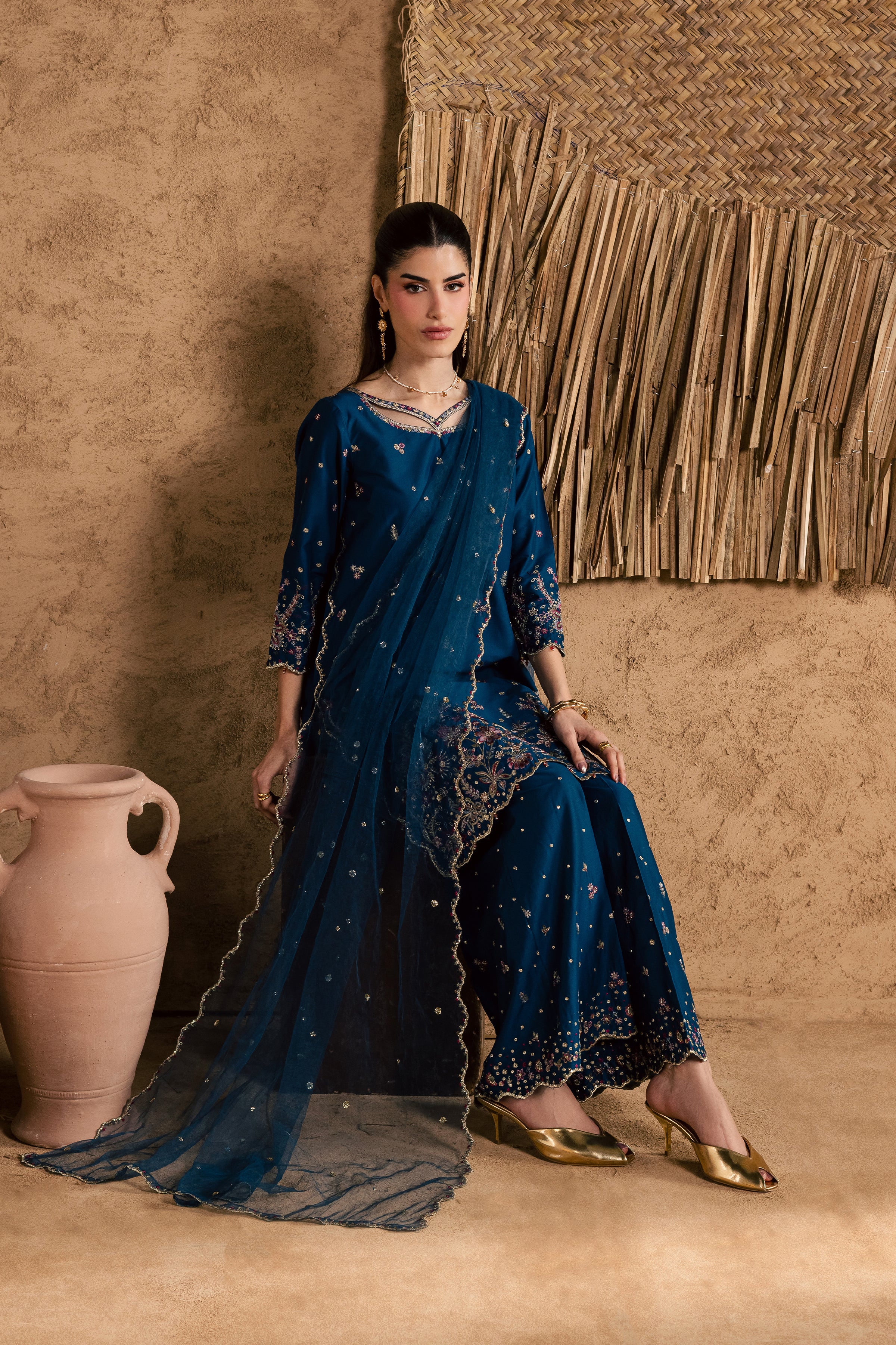 Ruhi 3Pc - Festive Eid Pret BATIKEID2026 BATIK XS / Blue Opal / Giza-S / Blue Opal / Giza-M / Blue Opal / Giza-L / Blue Opal / Giza-XL / Blue Opal / Giza